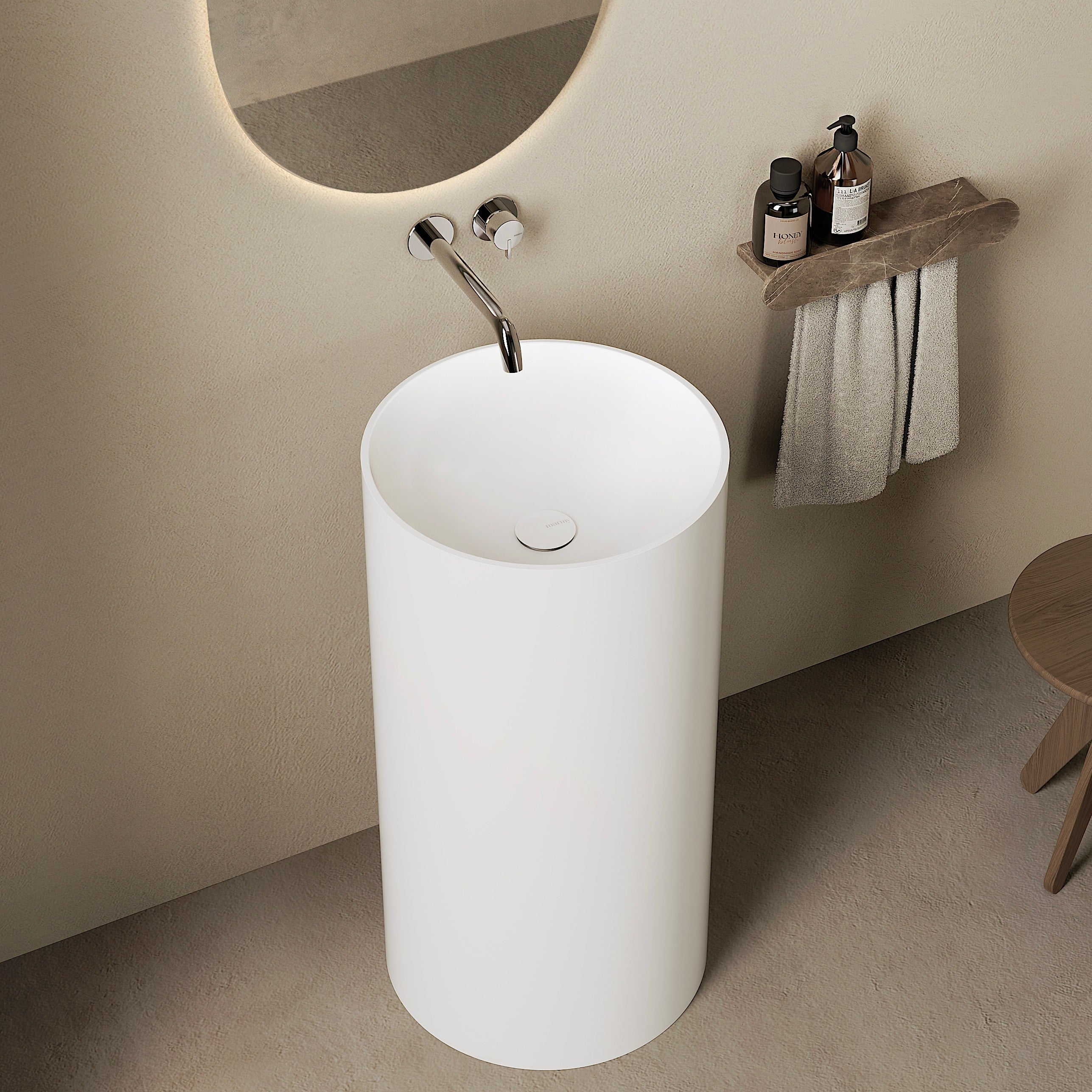 MARMY ONYX D44x87 álló mosdó, MATT FEHÉR