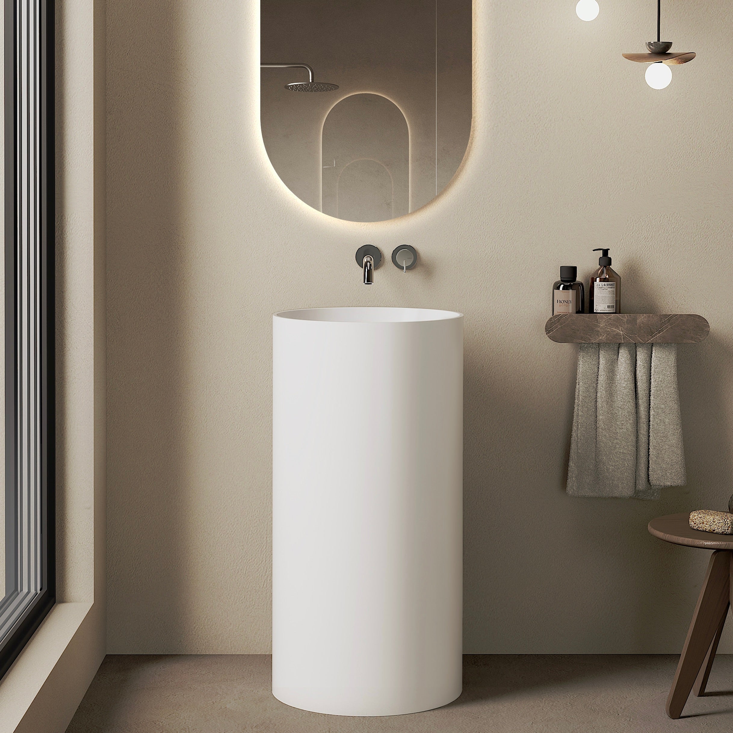 MARMY ONYX D44x87 álló mosdó, MATT FEHÉR