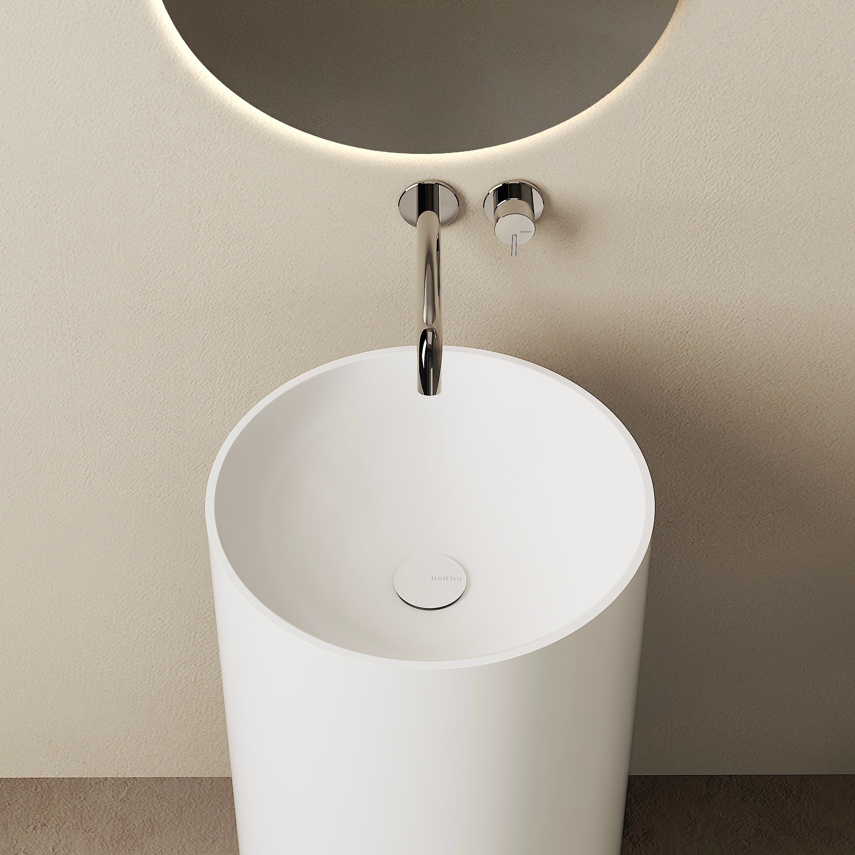 MARMY ONYX D44x87 álló mosdó, MATT FEHÉR