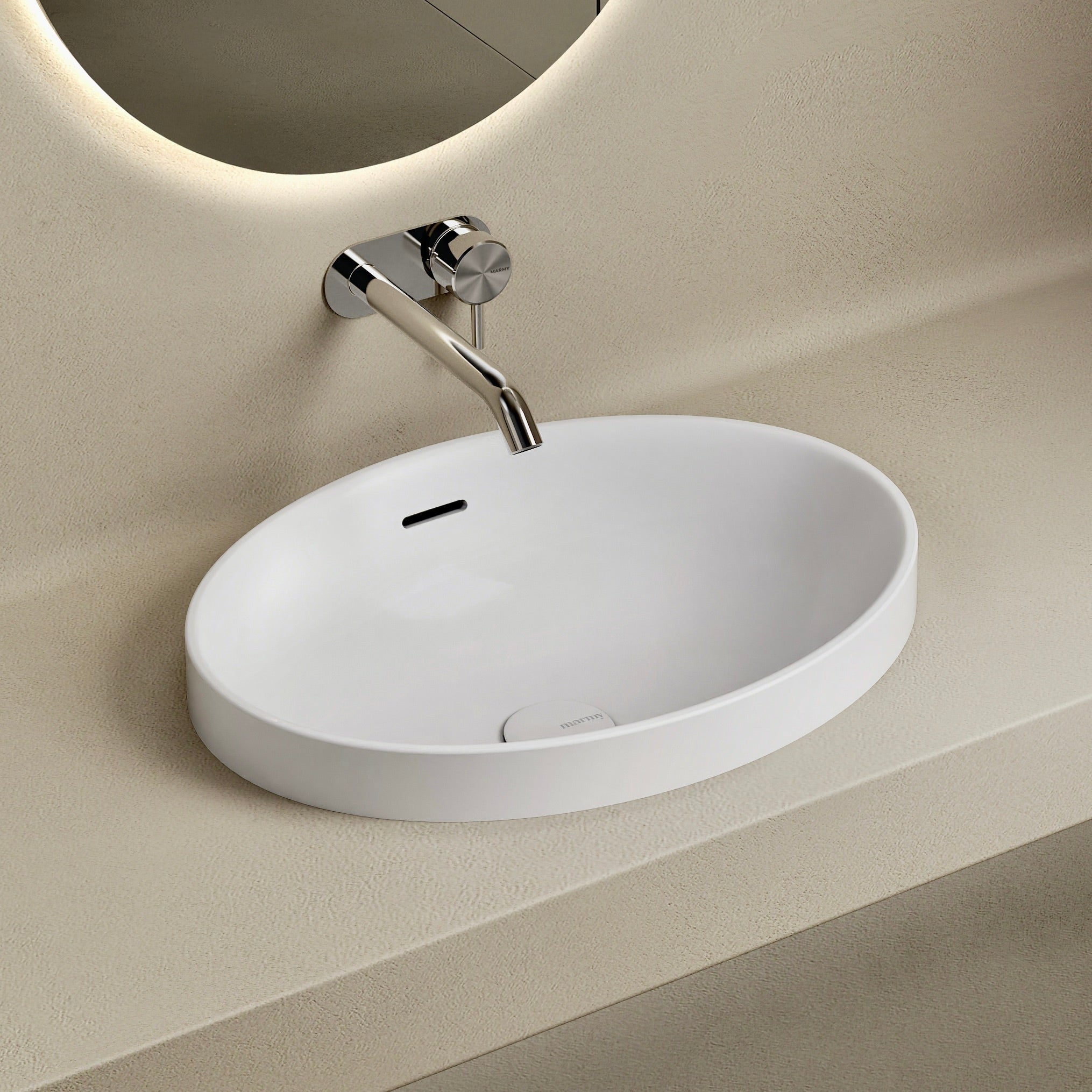 MARMY AIDA 50x39 mosdó, FÉNYES FEHÉR