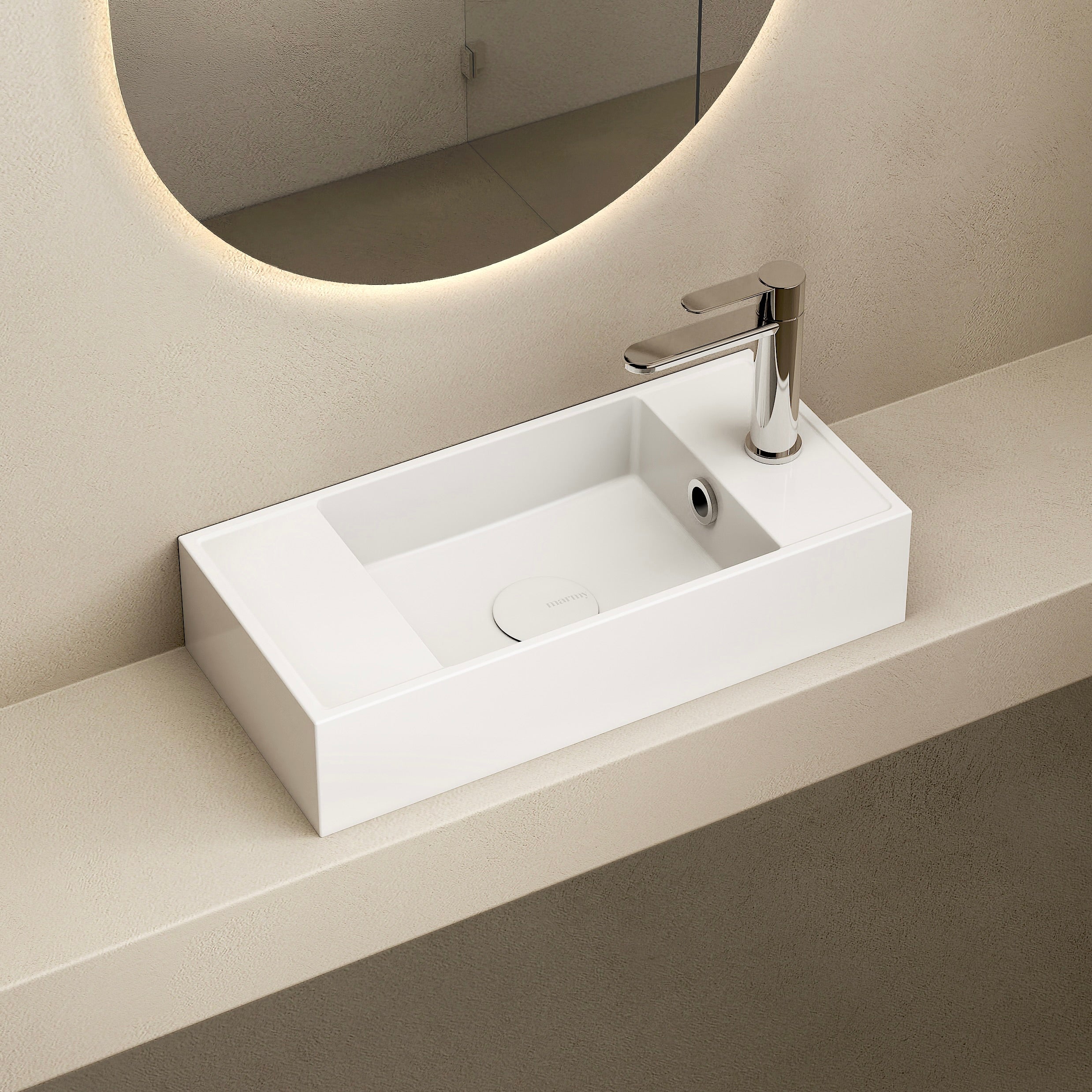 MARMY AXEL 46x22 BALOS kézmosó, FÉNYES FEHÉR