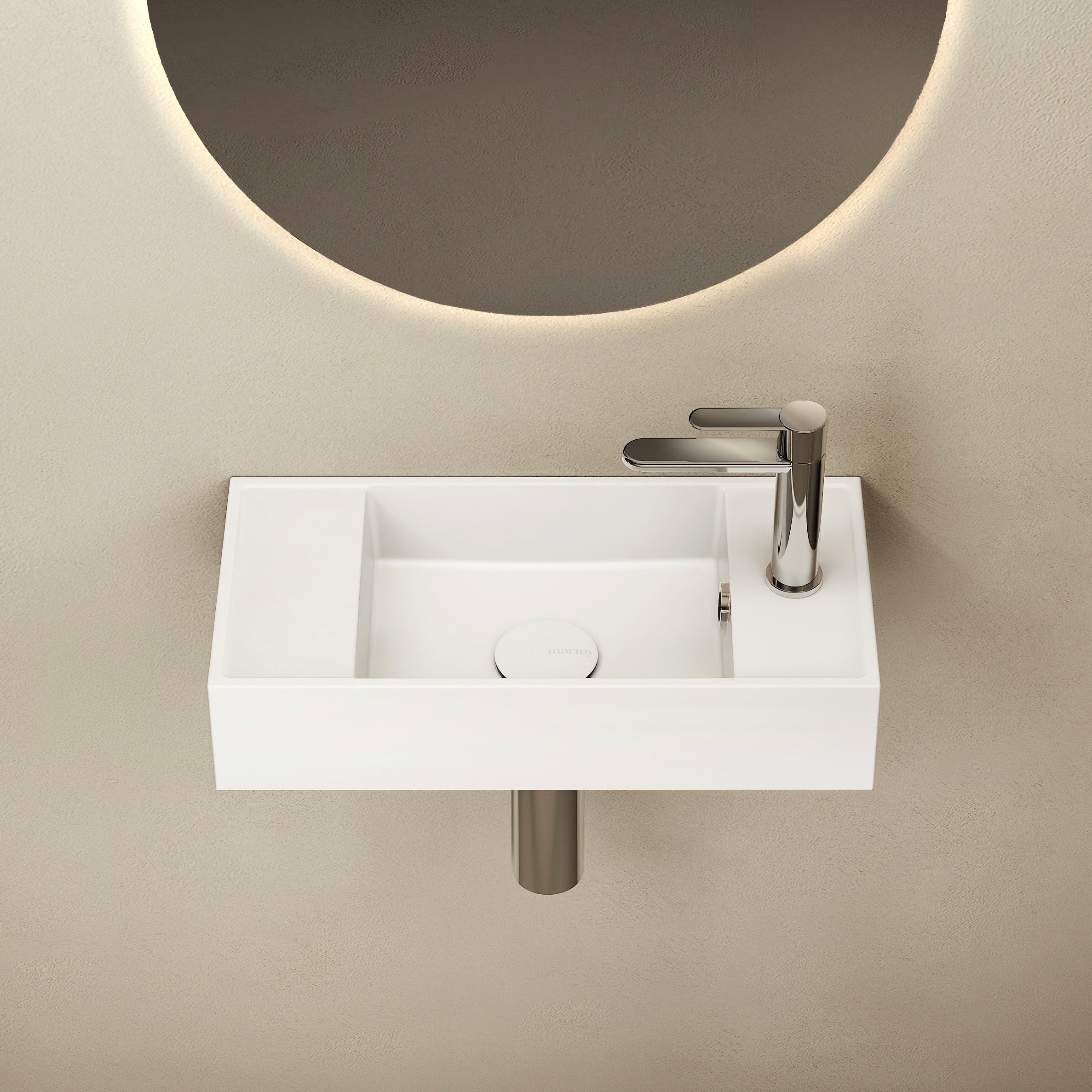 MARMY AXEL 46x22 BALOS kézmosó, FÉNYES FEHÉR