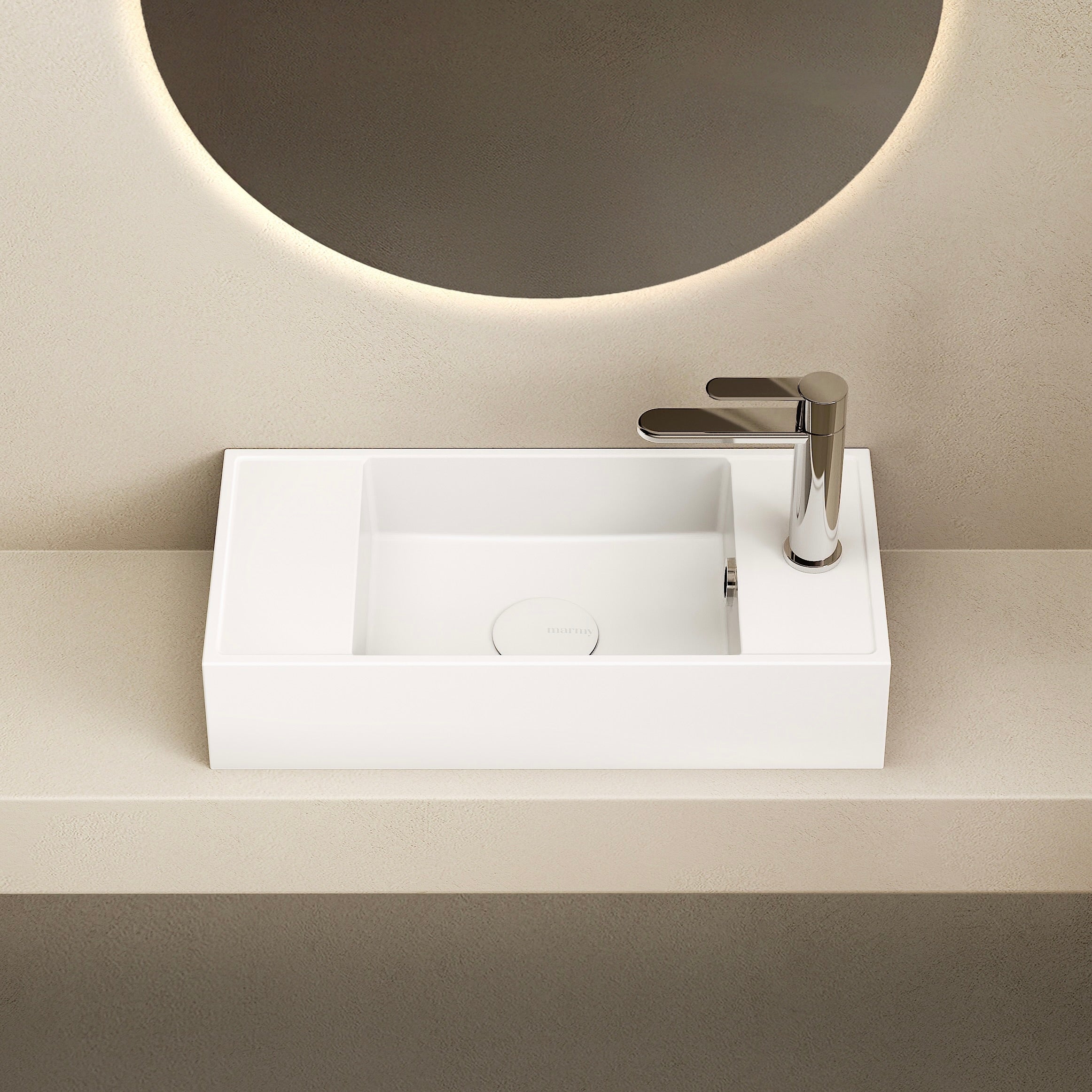 MARMY AXEL 46x22 BALOS kézmosó, FÉNYES FEHÉR