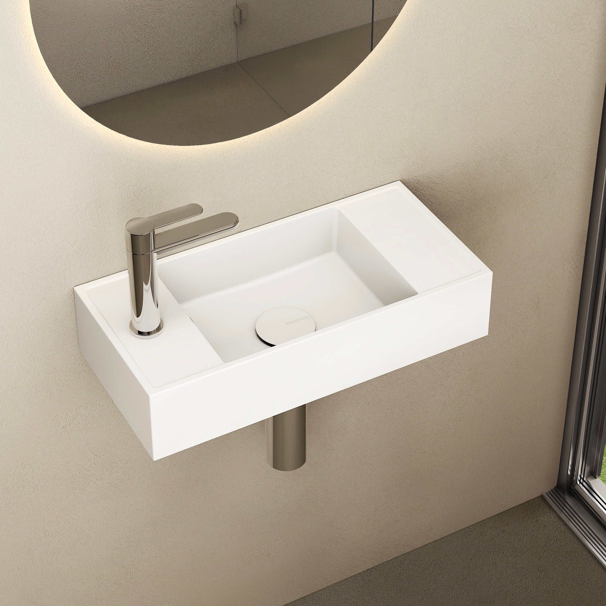 MARMY AXEL 46x22 JOBBOS kézmosó, FÉNYES FEHÉR