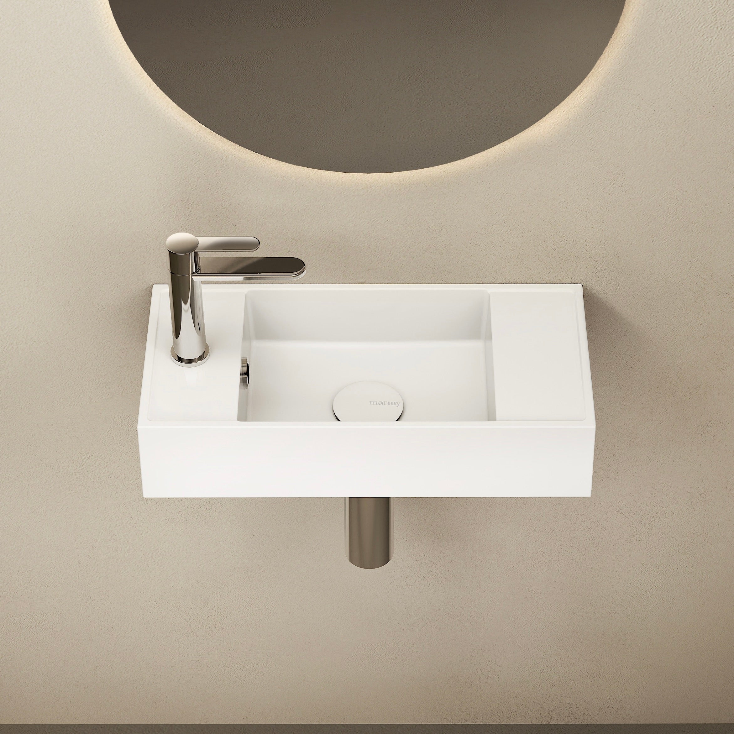 MARMY AXEL 46x22 JOBBOS kézmosó, FÉNYES FEHÉR