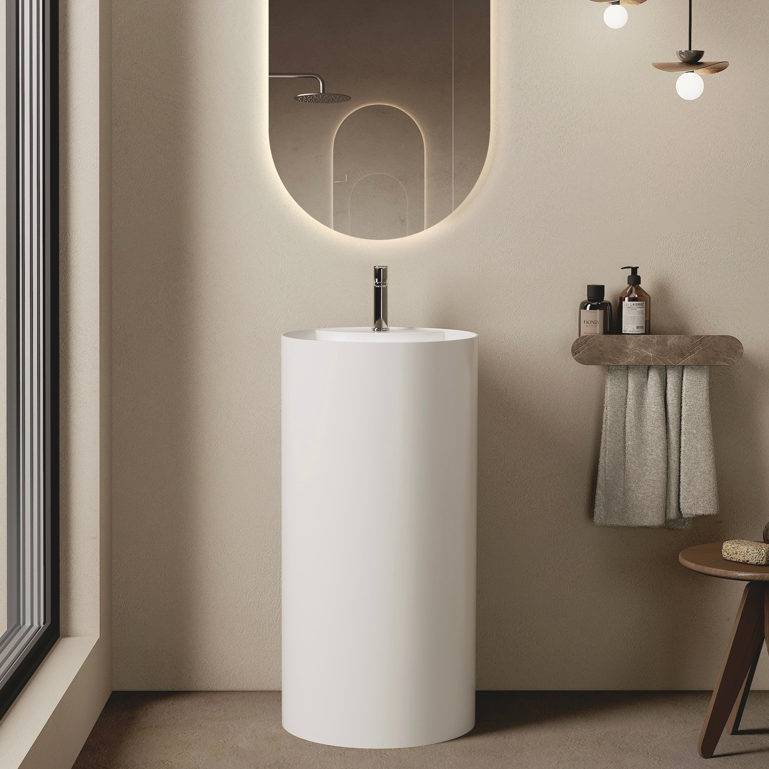 MARMY BABEL D44x87 álló mosdó, FÉNYES FEHÉR