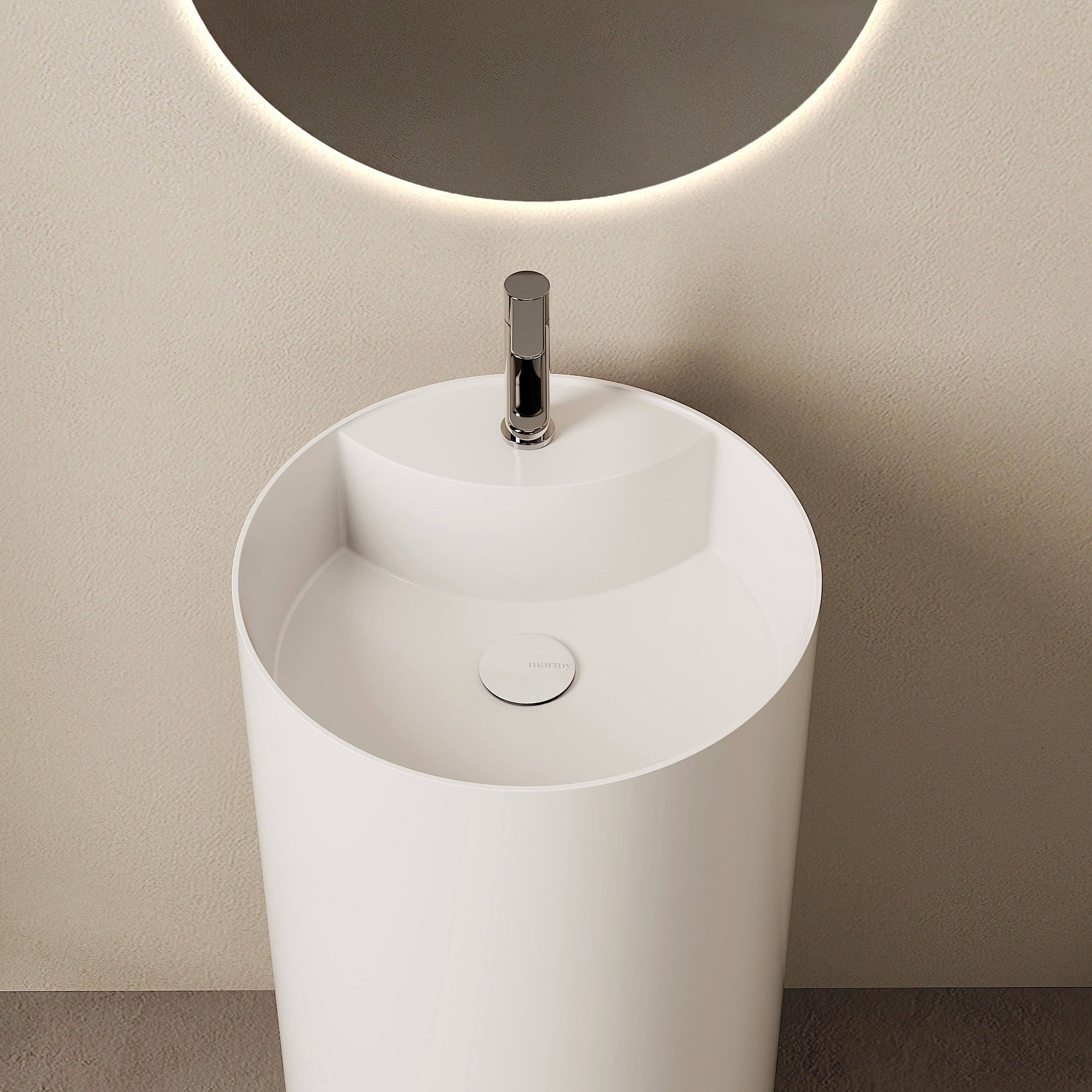 MARMY BABEL D44x87 álló mosdó, FÉNYES FEHÉR
