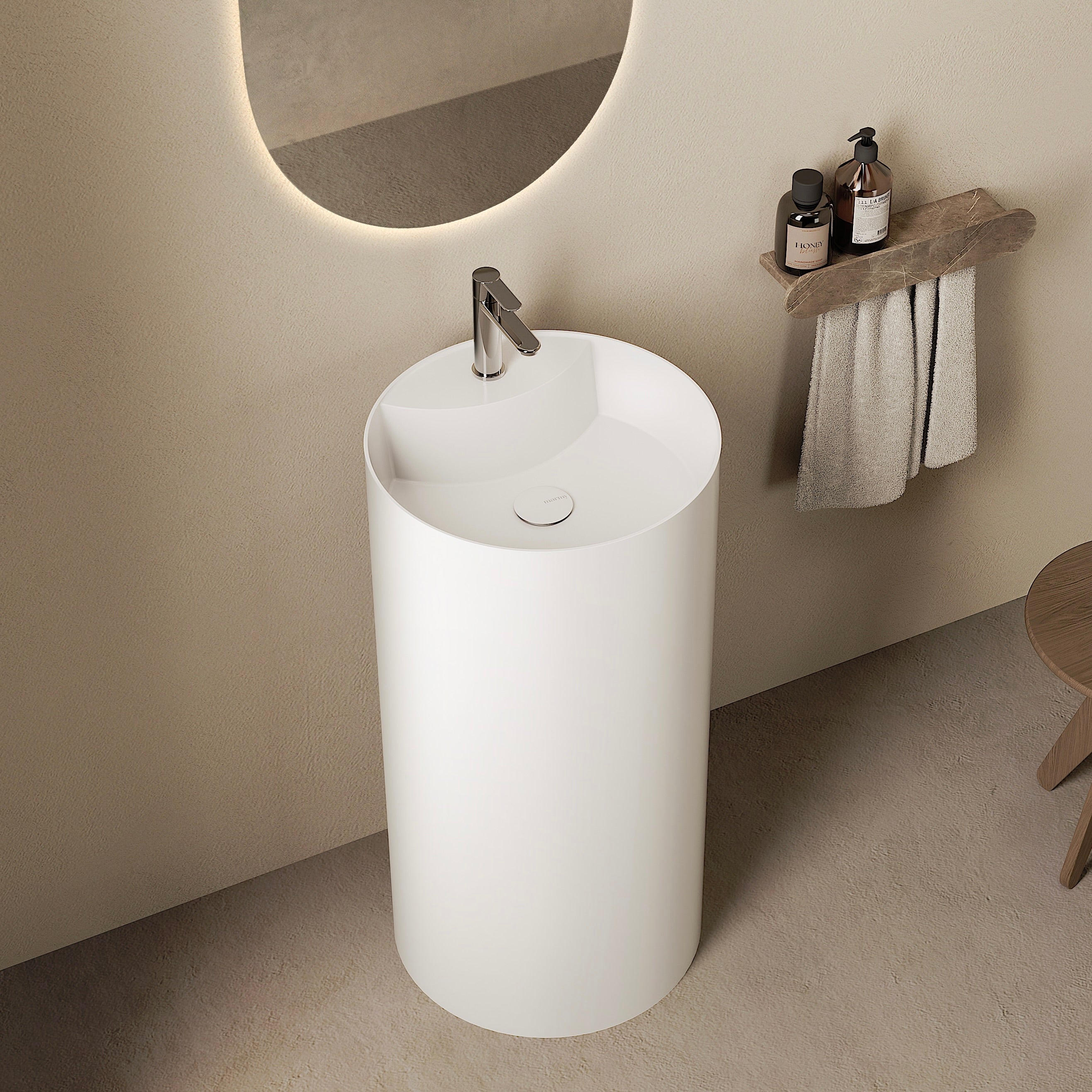 MARMY BABEL D44x87 álló mosdó, FÉNYES FEHÉR