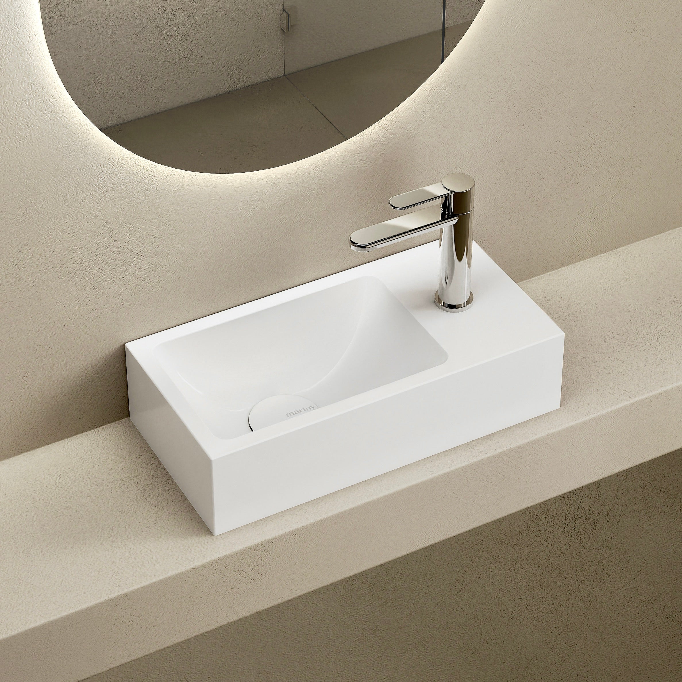 MARMY BEN 40x20 kézmosó, FÉNYES FEHÉR