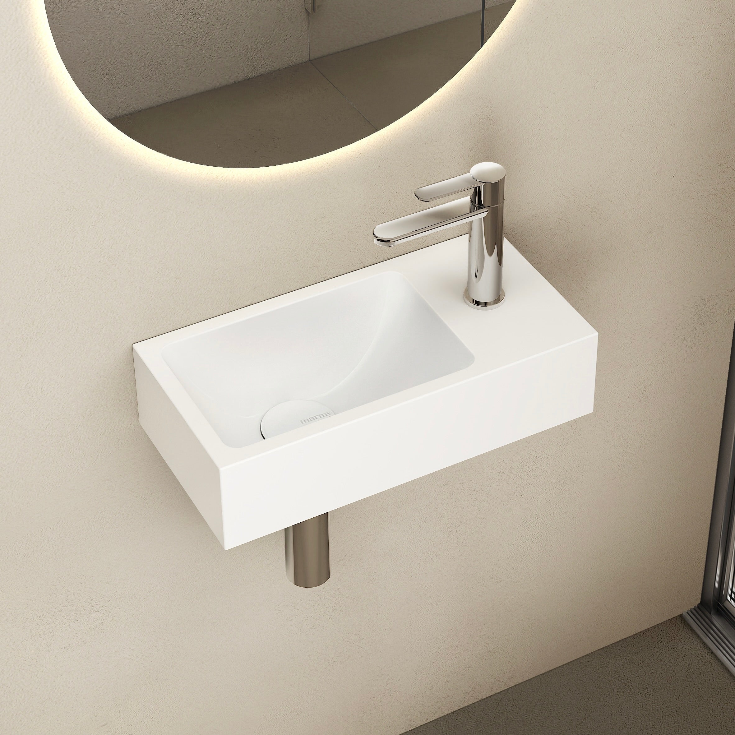 MARMY BEN 40x20 kézmosó, FÉNYES FEHÉR