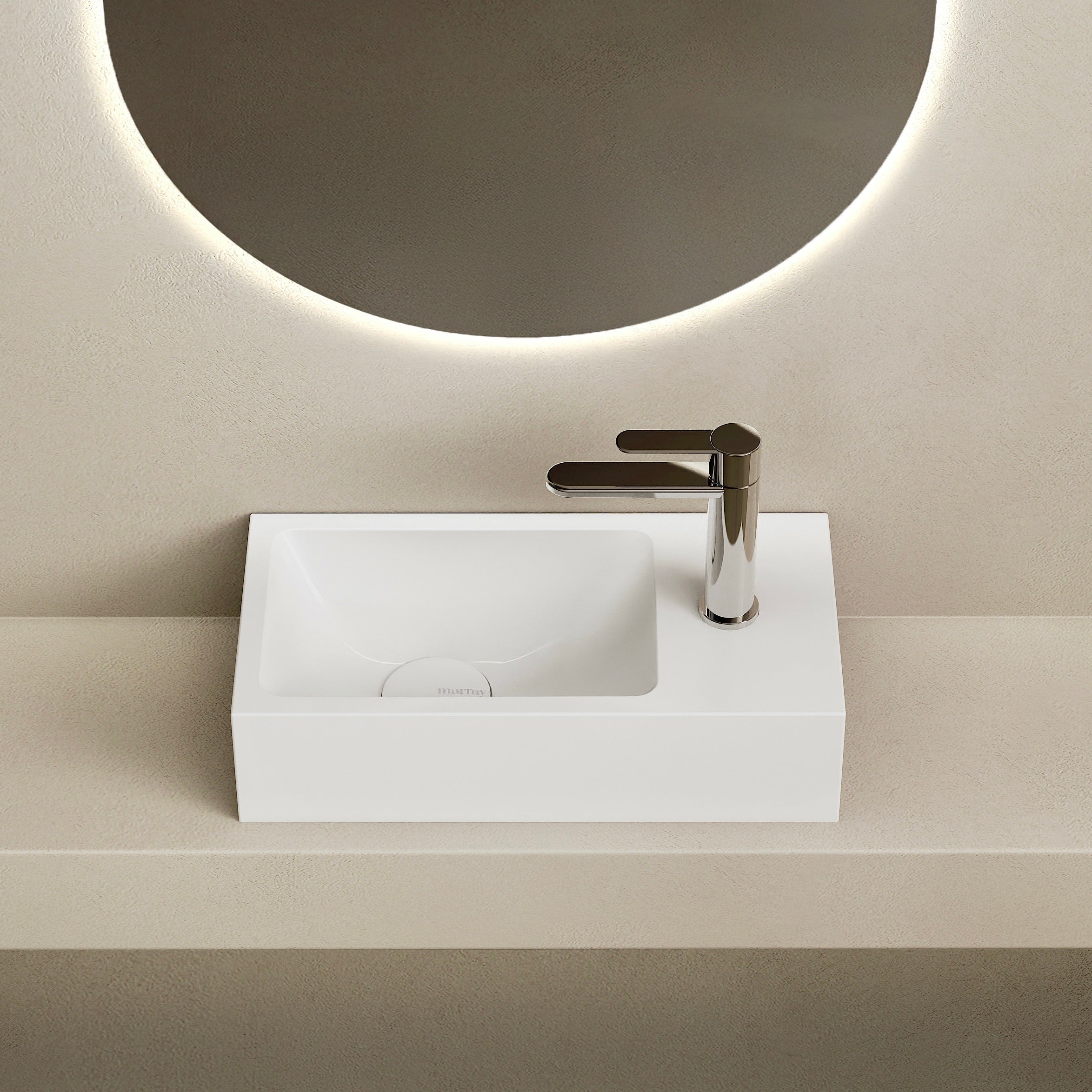 MARMY BEN 40x20 kézmosó, FÉNYES FEHÉR