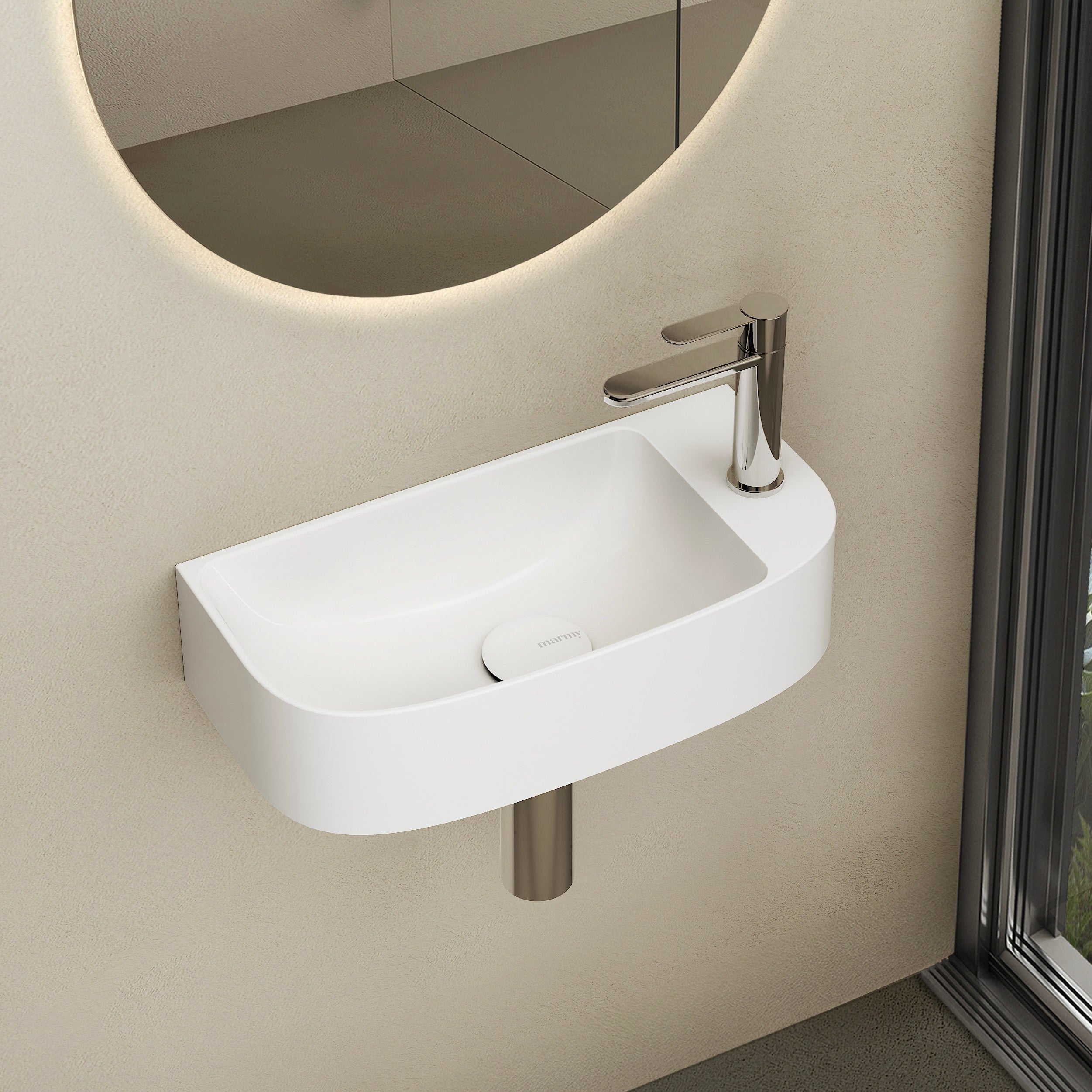 MARMY BOB 44x22 kézmosó, FÉNYES FEHÉR