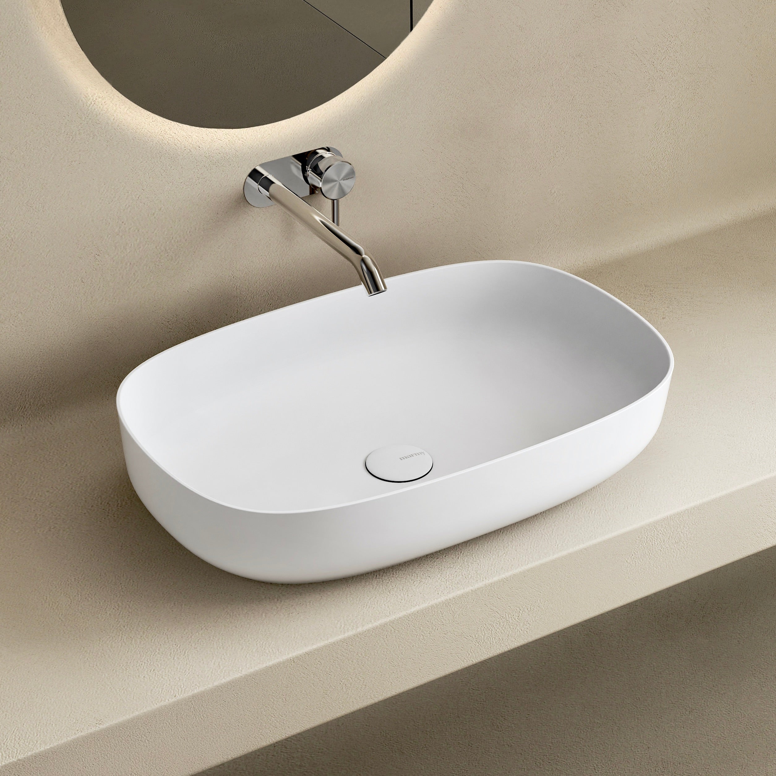 MARMY CANDY "L" 58x38 mosdó, MATT FEHÉR