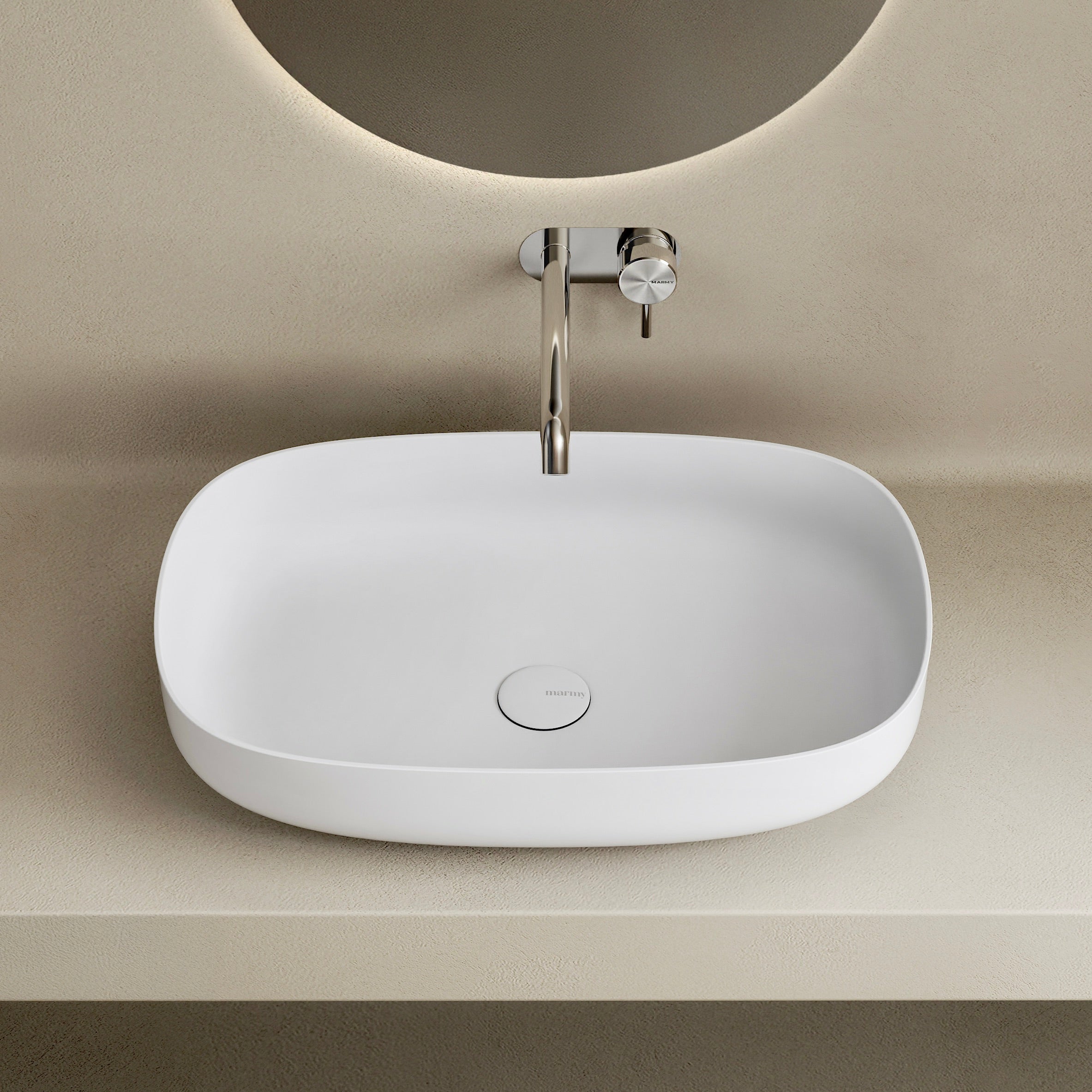 MARMY CANDY "L" 58x38 mosdó, MATT FEHÉR