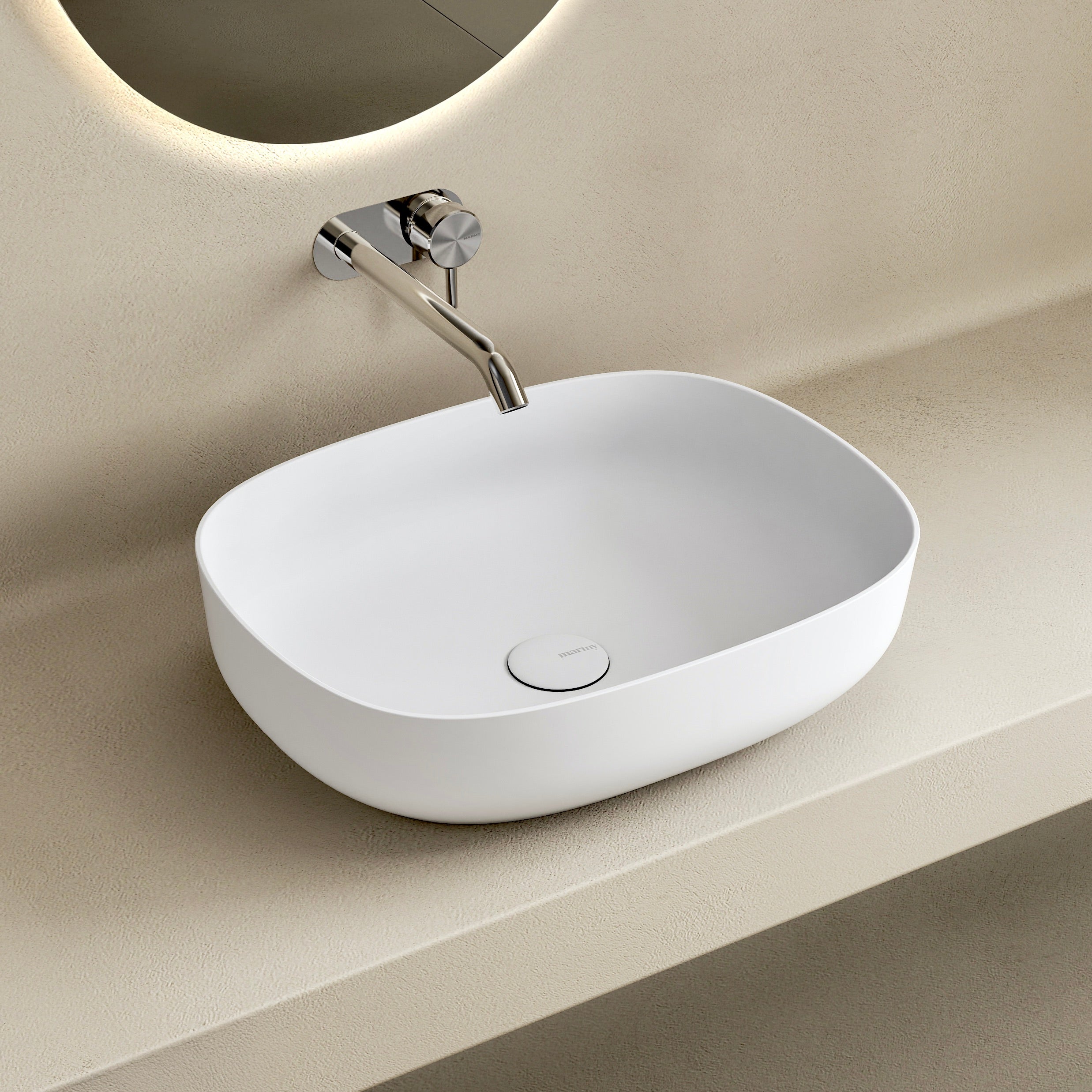 MARMY CANDY "M" 48x38 mosdó, MATT FEHÉR