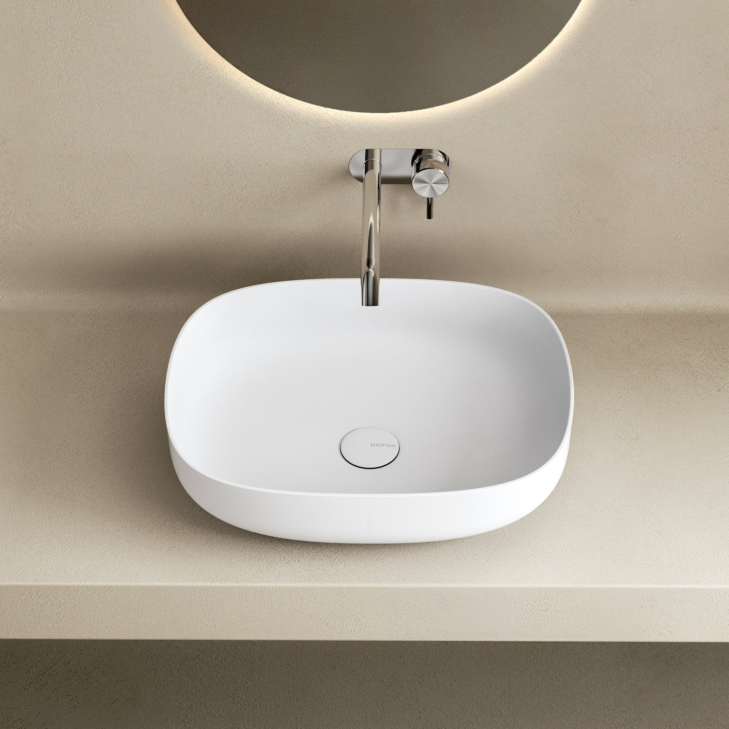 MARMY CANDY "M" 48x38 mosdó, MATT FEHÉR