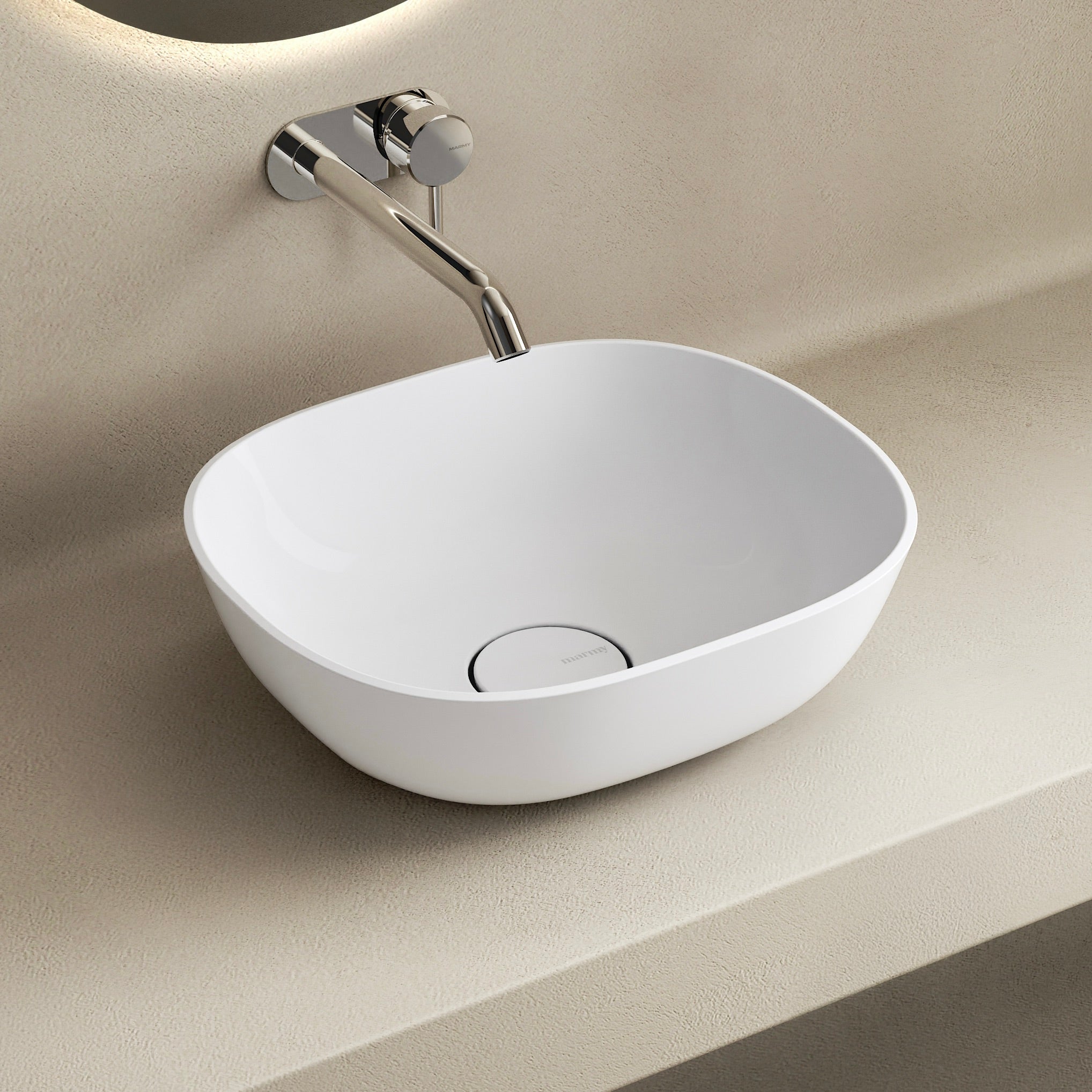 MARMY CARRARA "M" 40x35 mosdó, FÉNYES FEHÉR