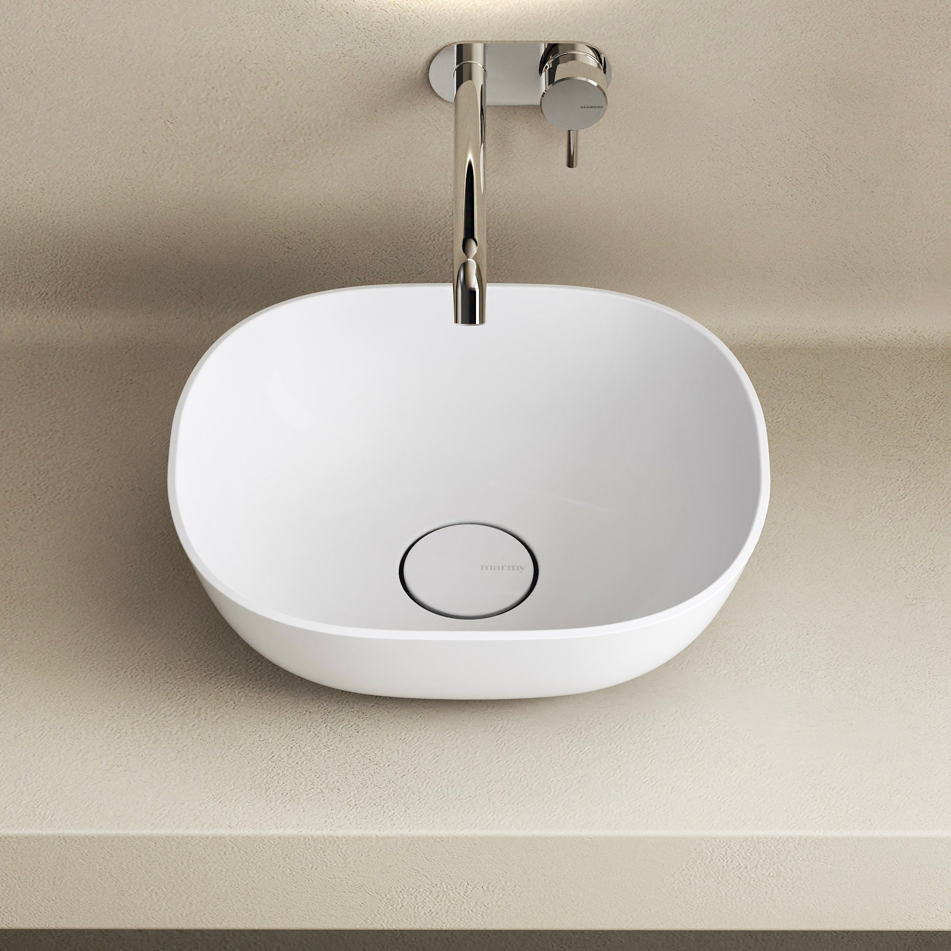 MARMY CARRARA "M" 40x35 mosdó, FÉNYES FEHÉR