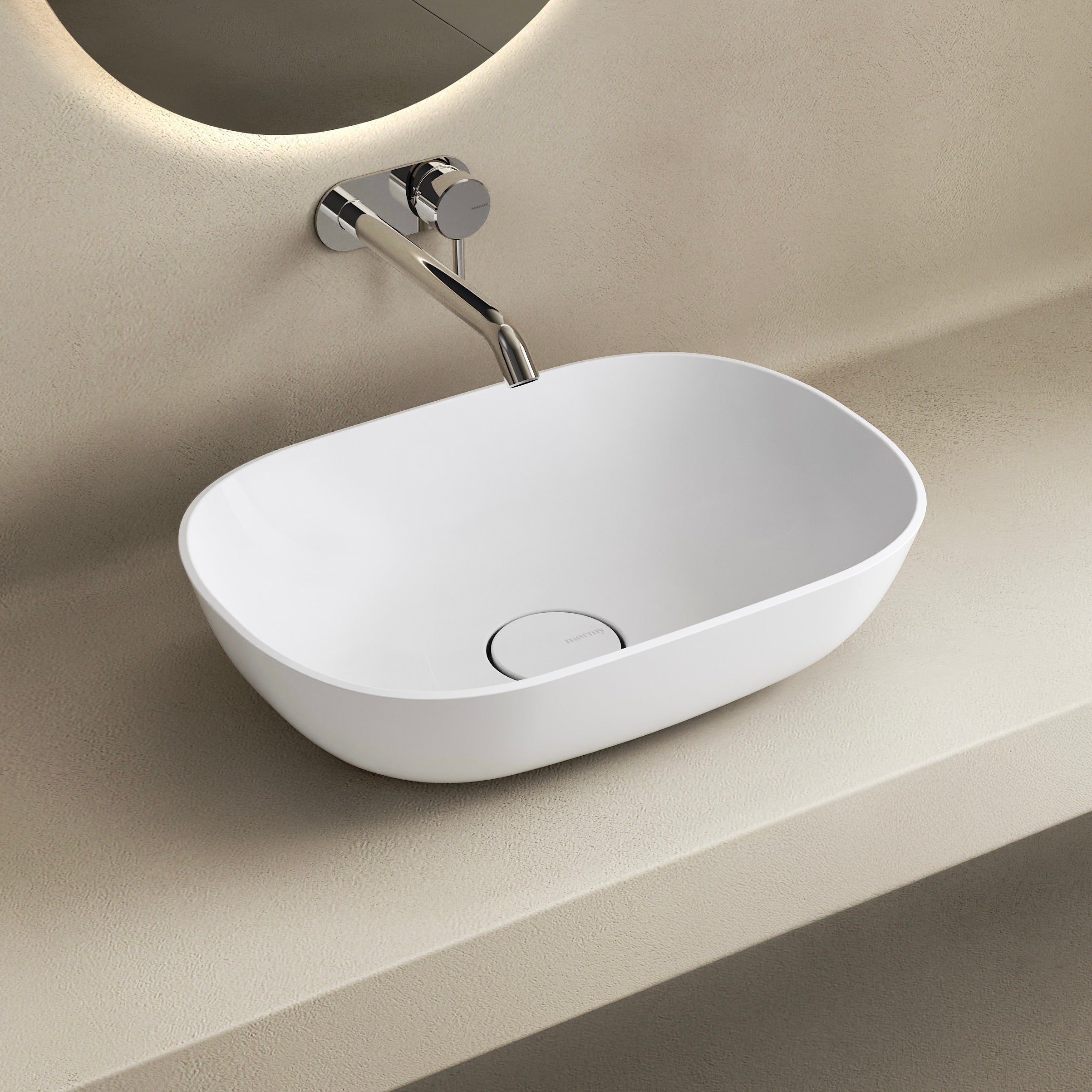 MARMY CARRARA "L" 50x35 mosdó, FÉNYES FEHÉR