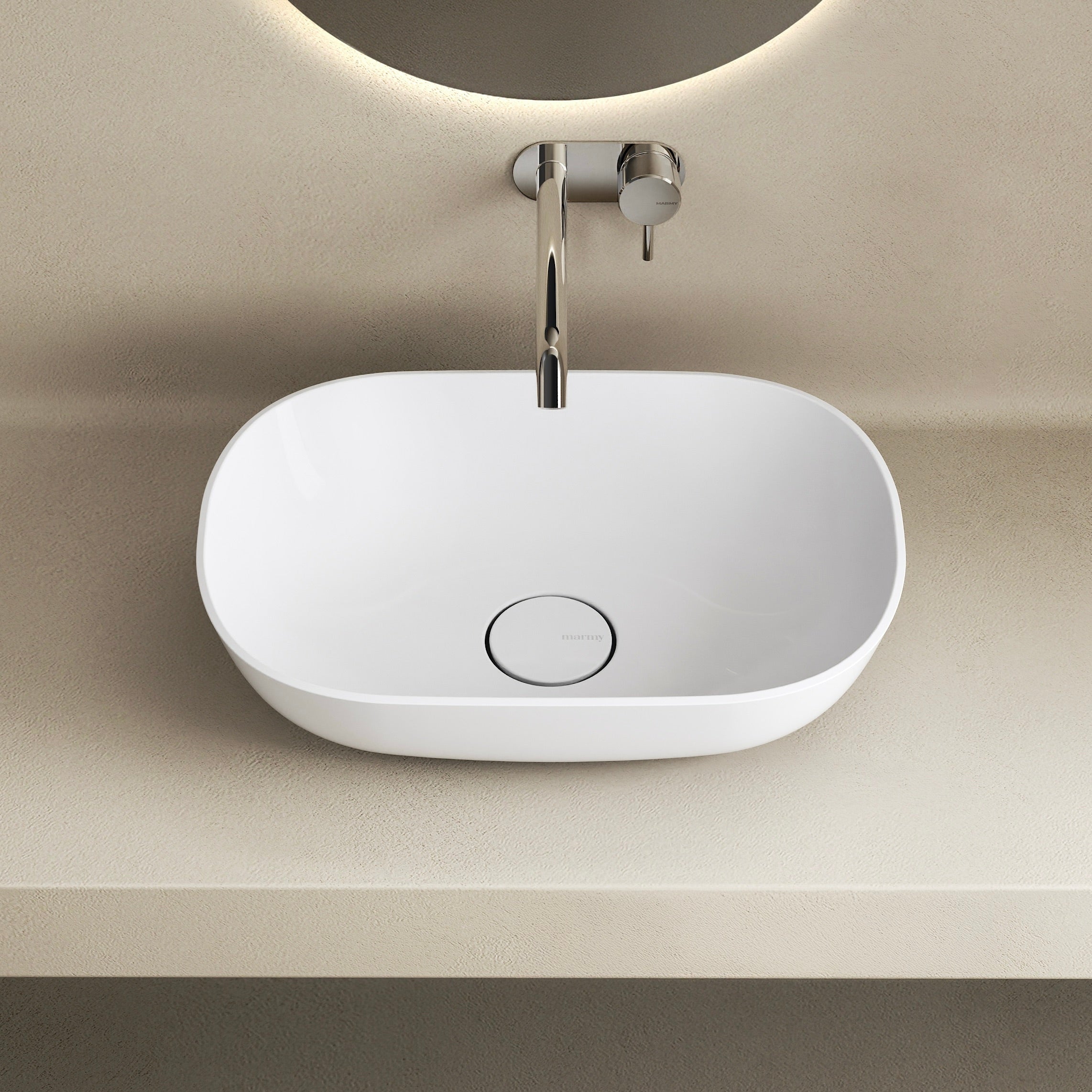 MARMY CARRARA "L" 50x35 mosdó, FÉNYES FEHÉR