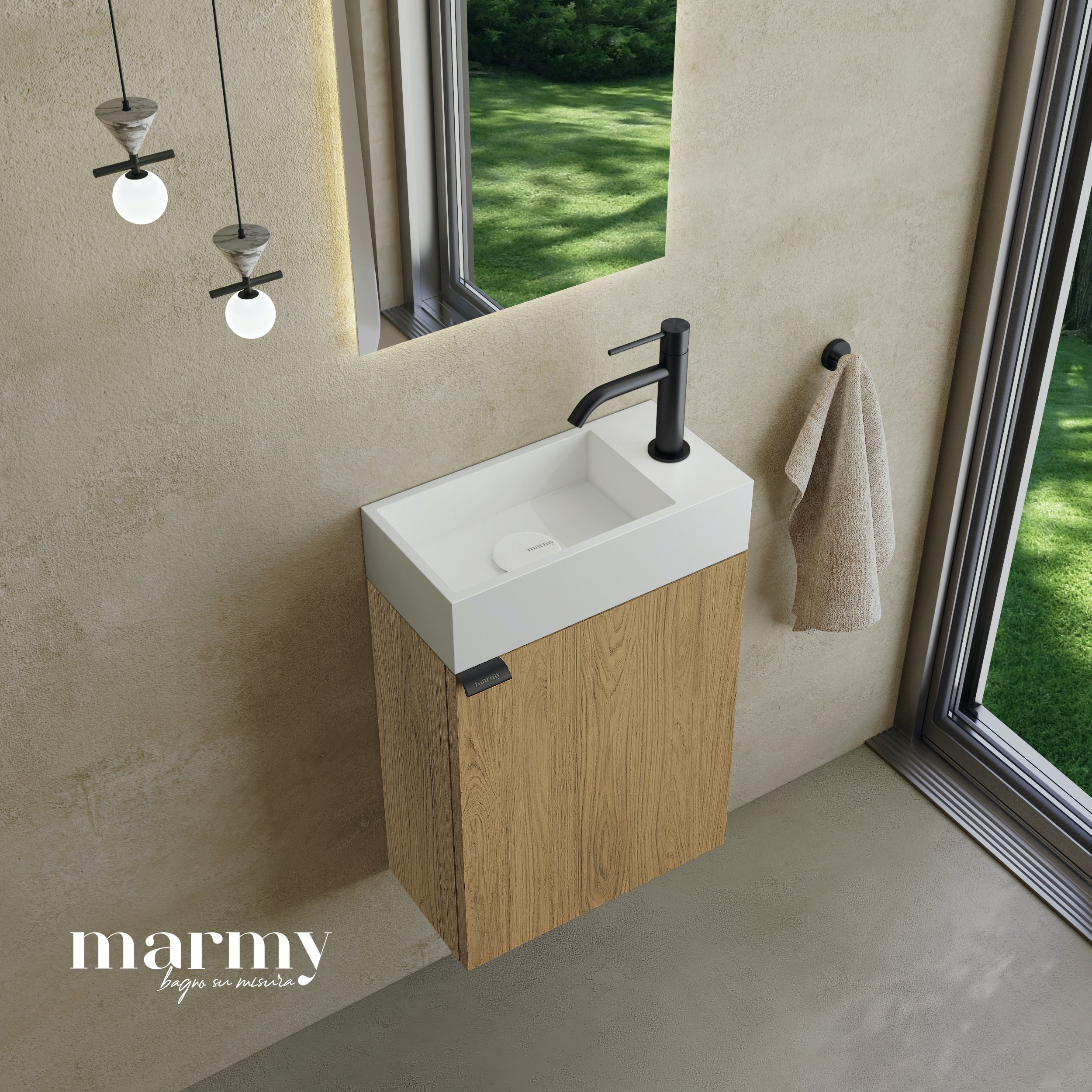 MARMY ZENO 36x18 mosdó, MATT FEHÉR