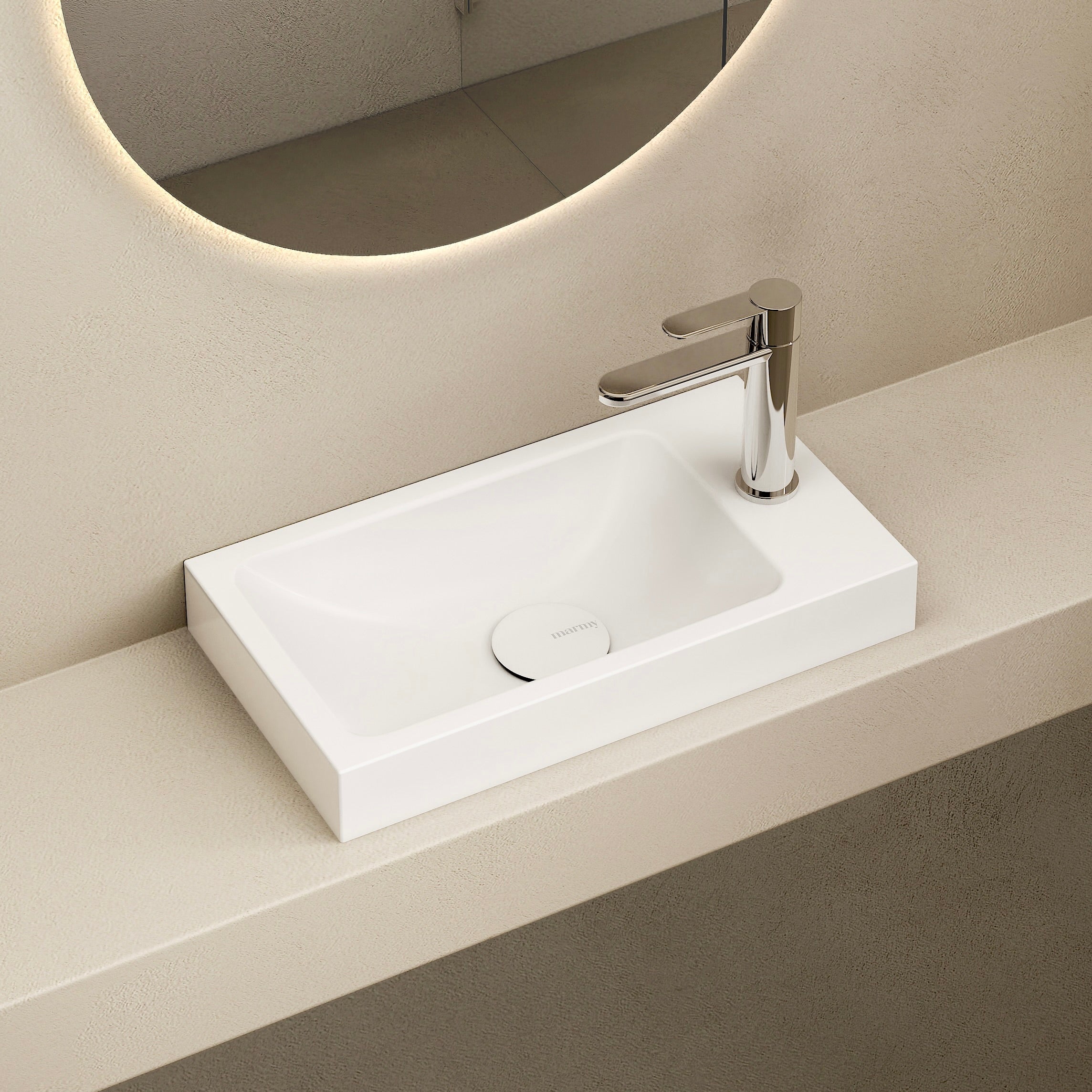 MARMY CLIO 40x22 kézmosó, FÉNYES FEHÉR