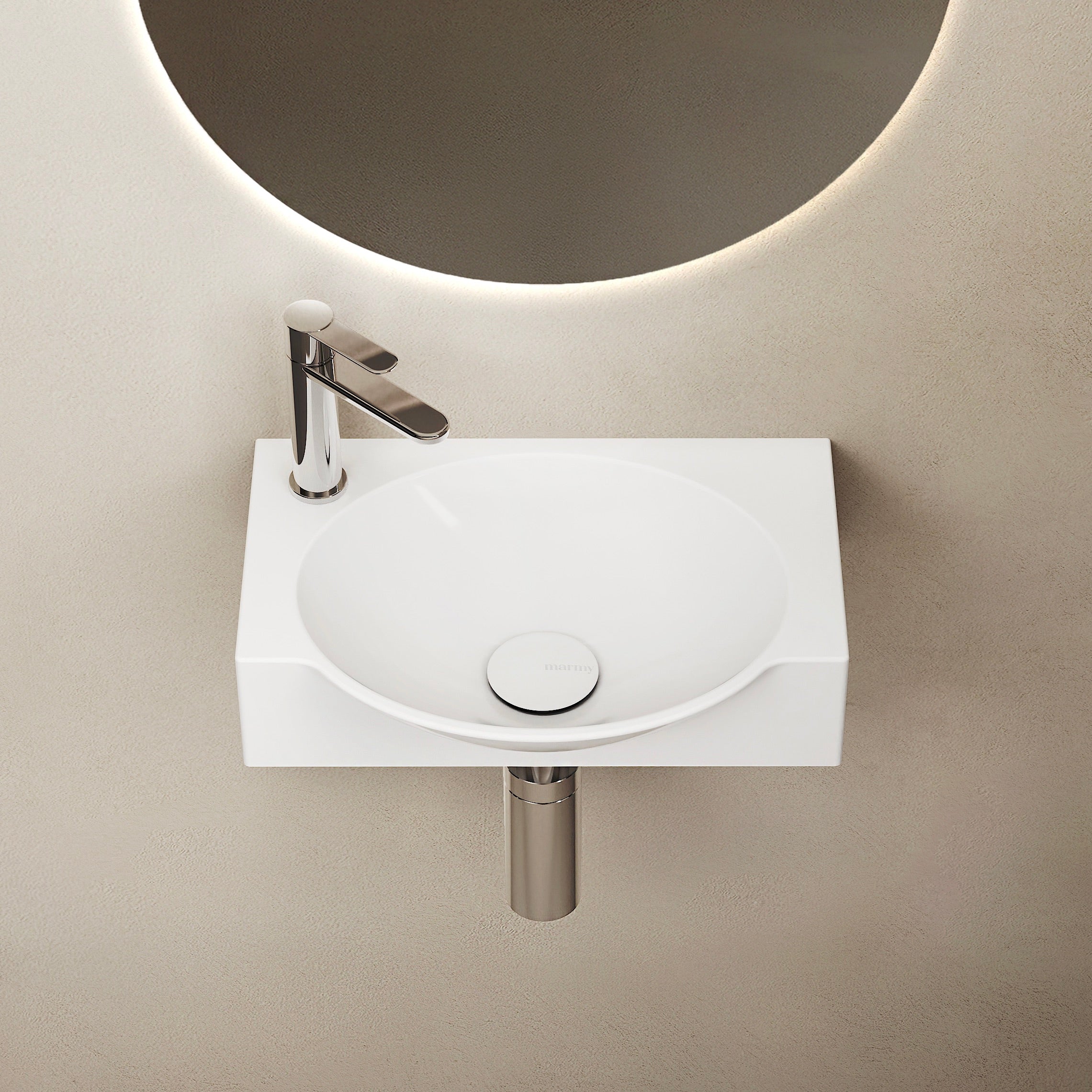 MARMY DOVE 40x30 jobbos mosdó, FÉNYES FEHÉR