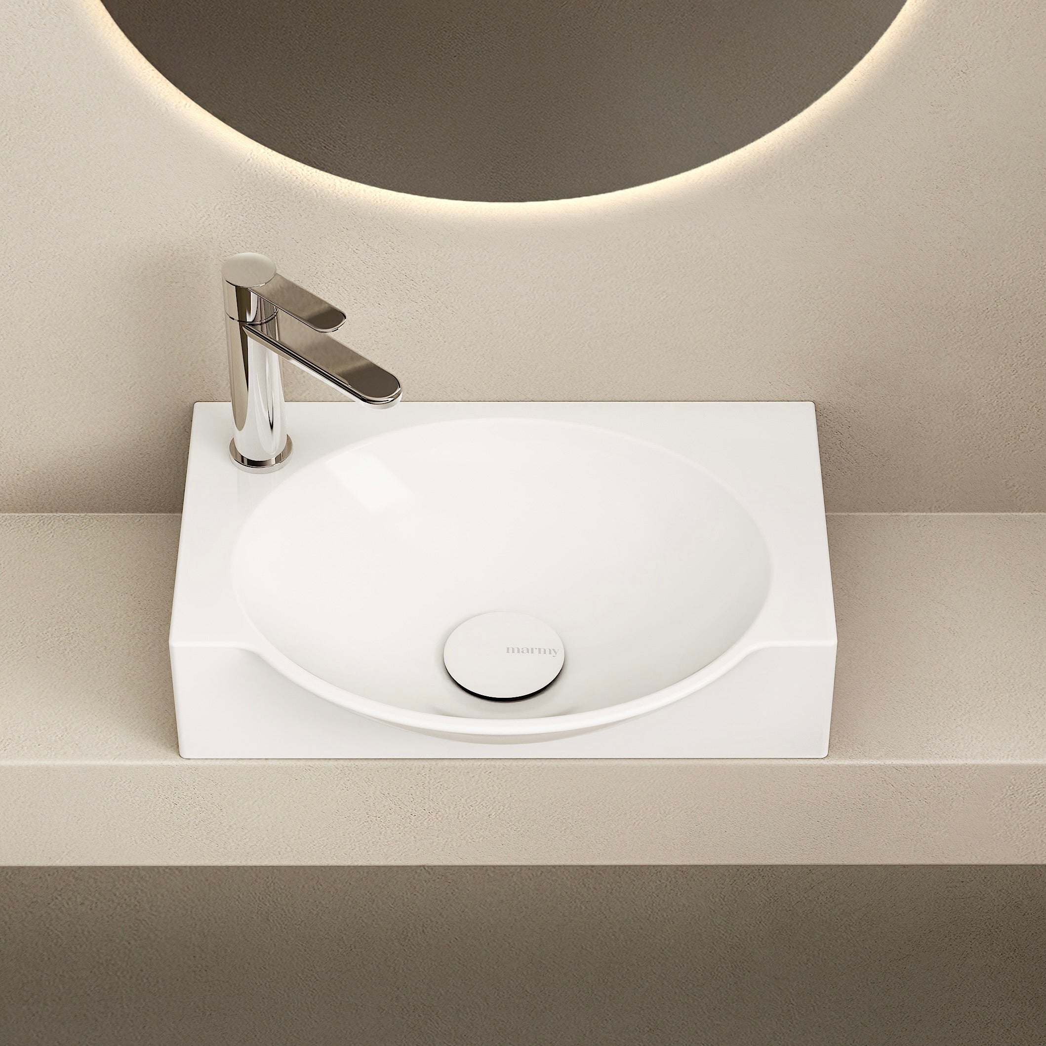 MARMY DOVE 40x30 jobbos mosdó, FÉNYES FEHÉR