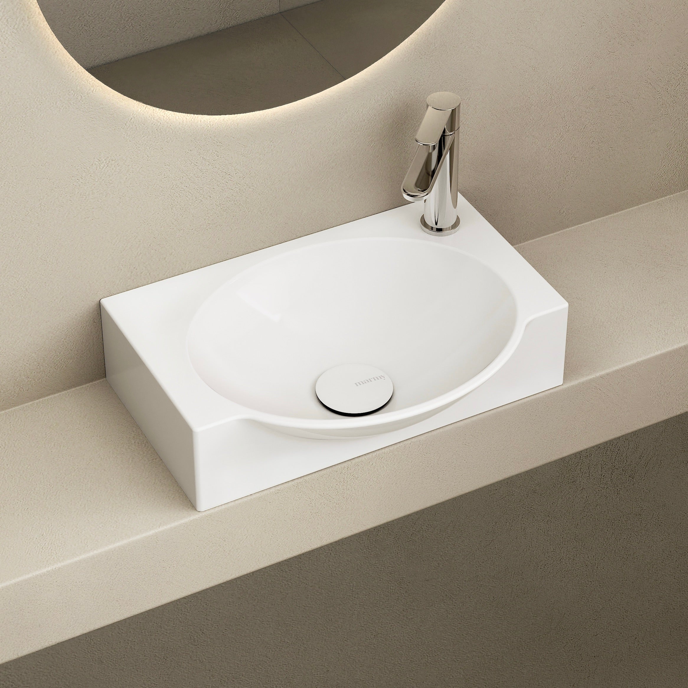 MARMY DOVE 40x30 balos mosdó, FÉNYES FEHÉR