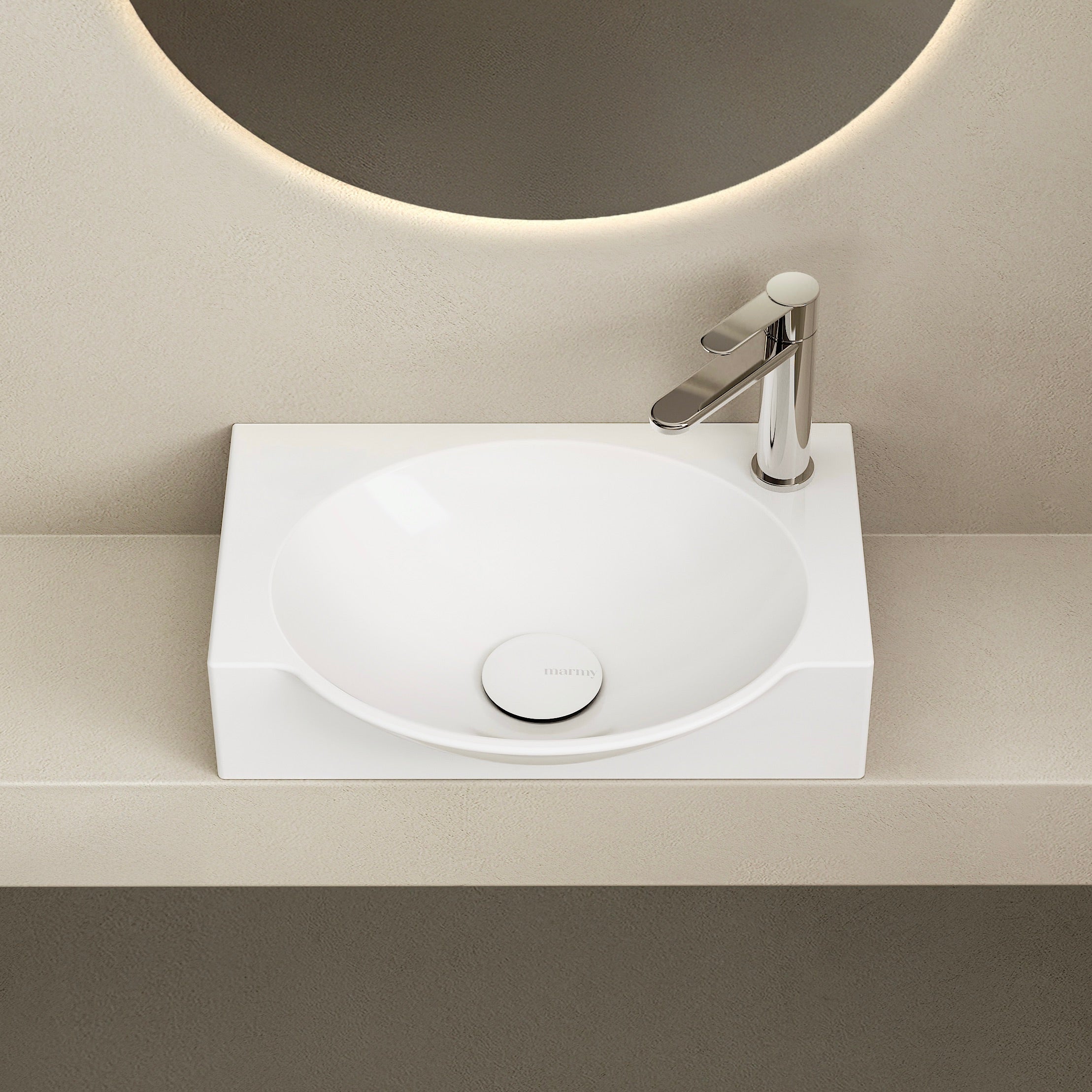 MARMY DOVE 40x30 balos mosdó, FÉNYES FEHÉR