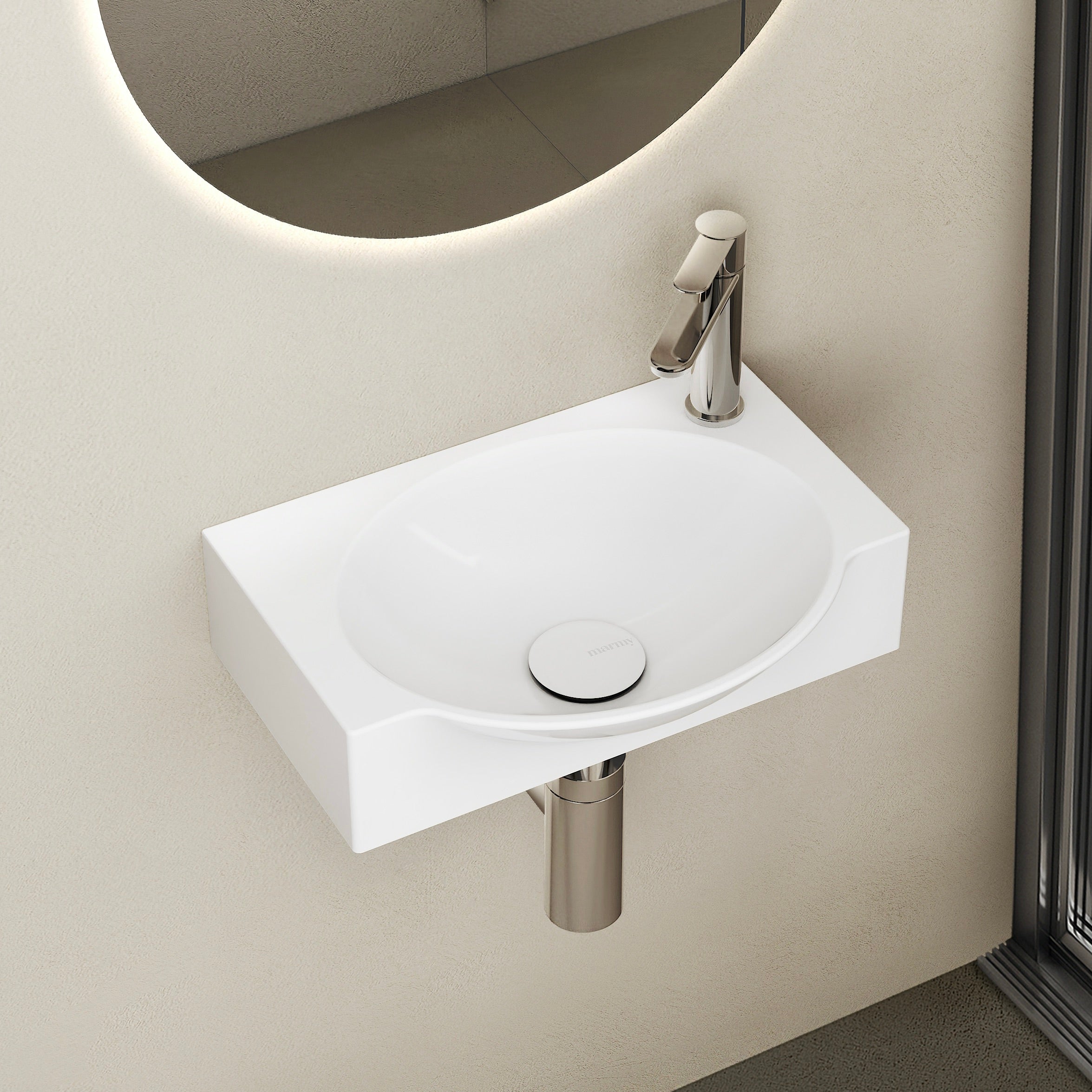 MARMY DOVE 40x30 balos mosdó, FÉNYES FEHÉR