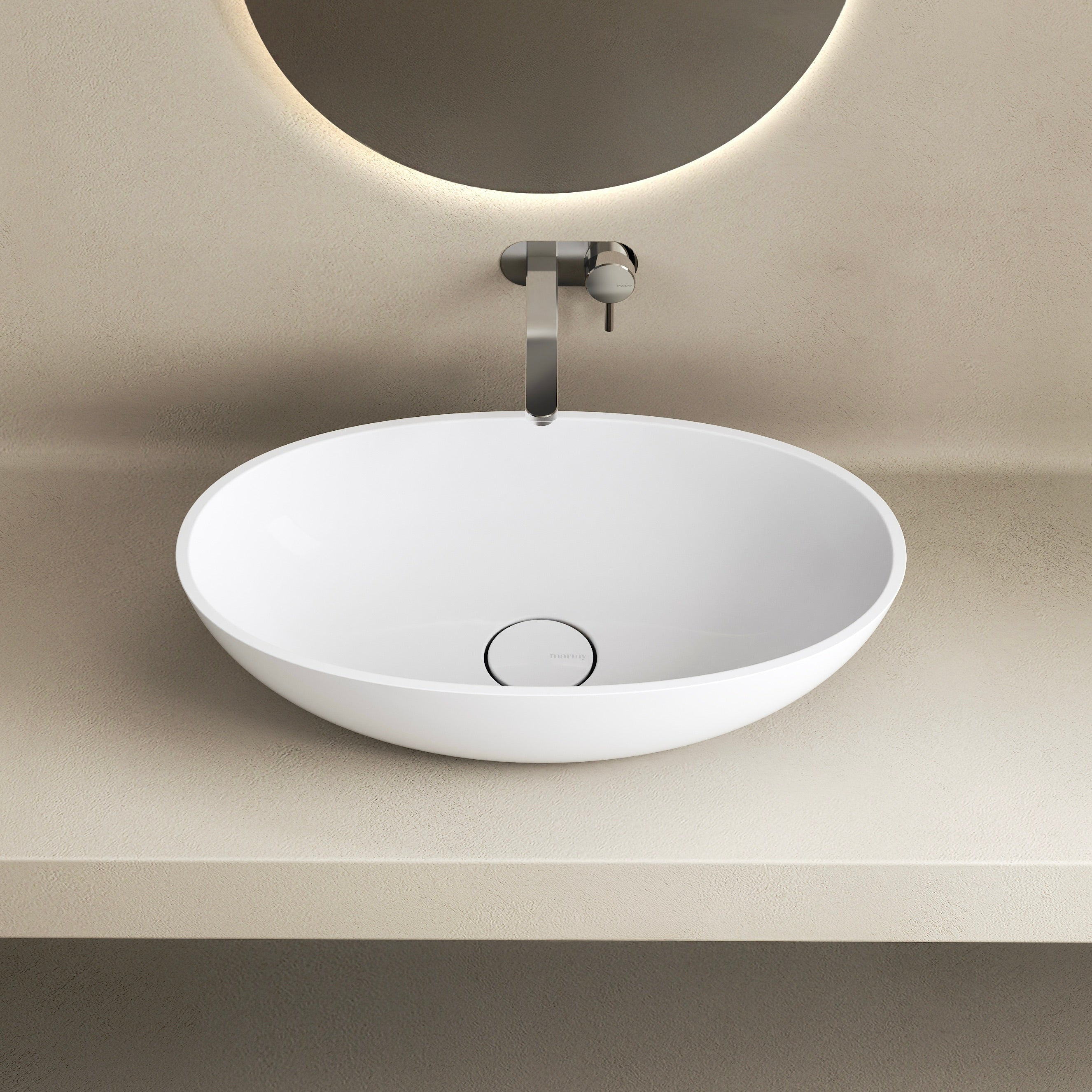 MARMY ESCADA 60x35 mosdó, FÉNYES FEHÉR