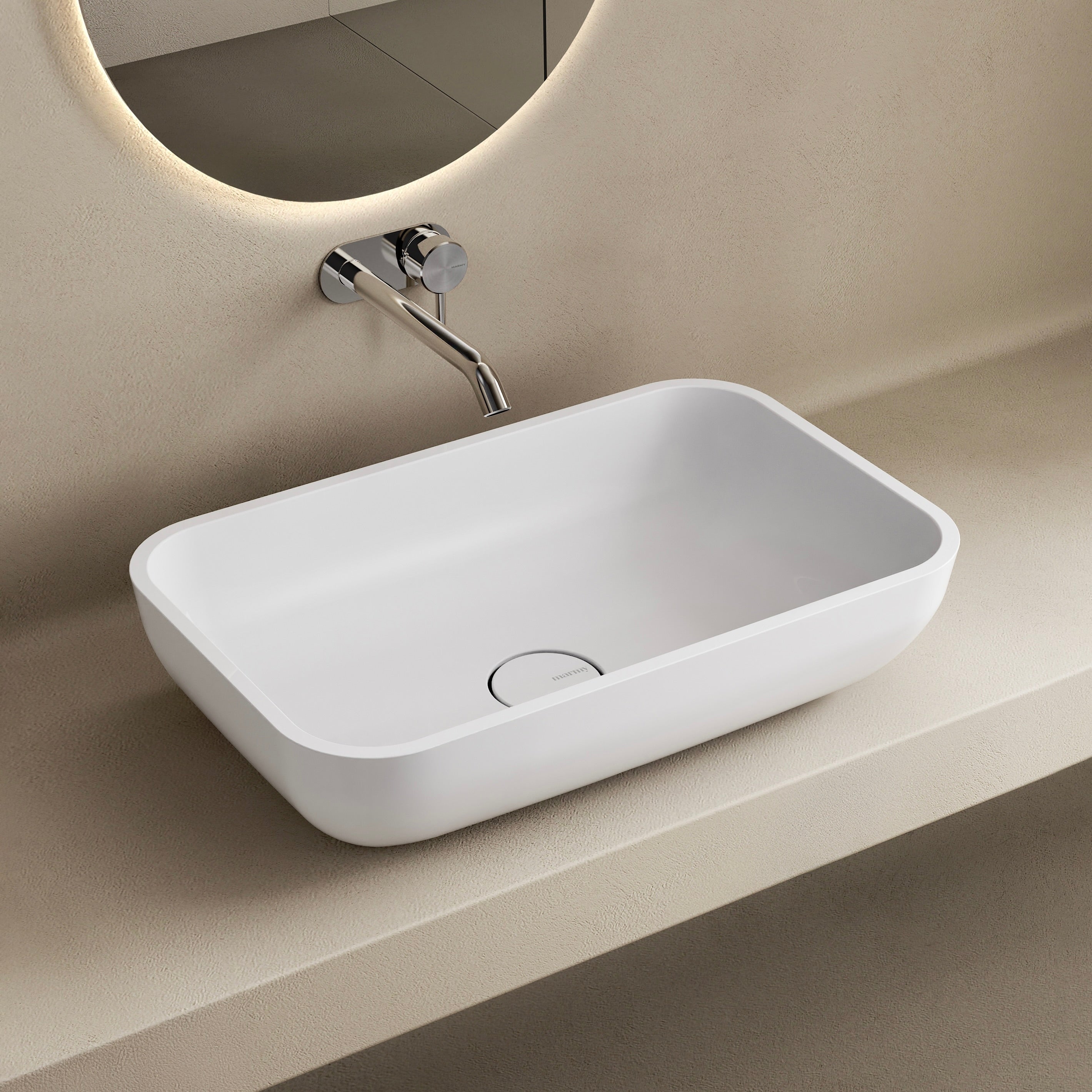 MARMY FABIO 60x38 mosdó, FÉNYES FEHÉR