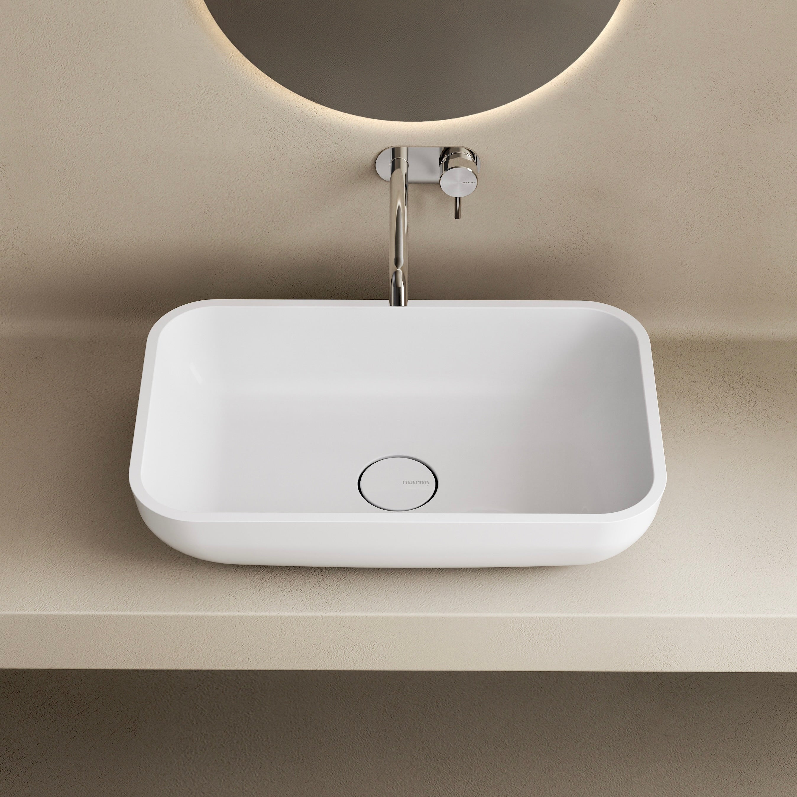 MARMY FABIO 60x38 mosdó, FÉNYES FEHÉR
