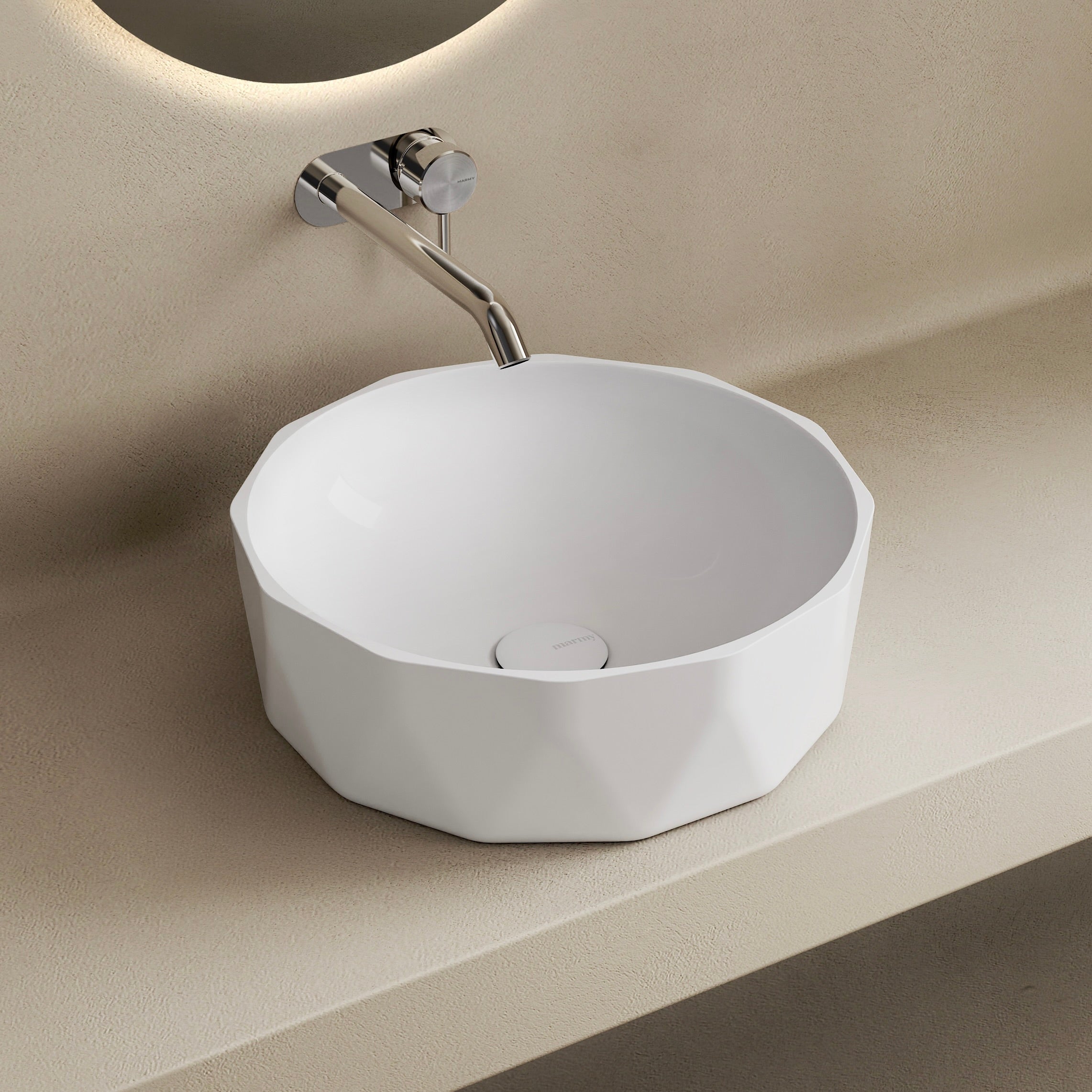 MARMY FIORE D40x14 mosdó, FÉNYES FEHÉR