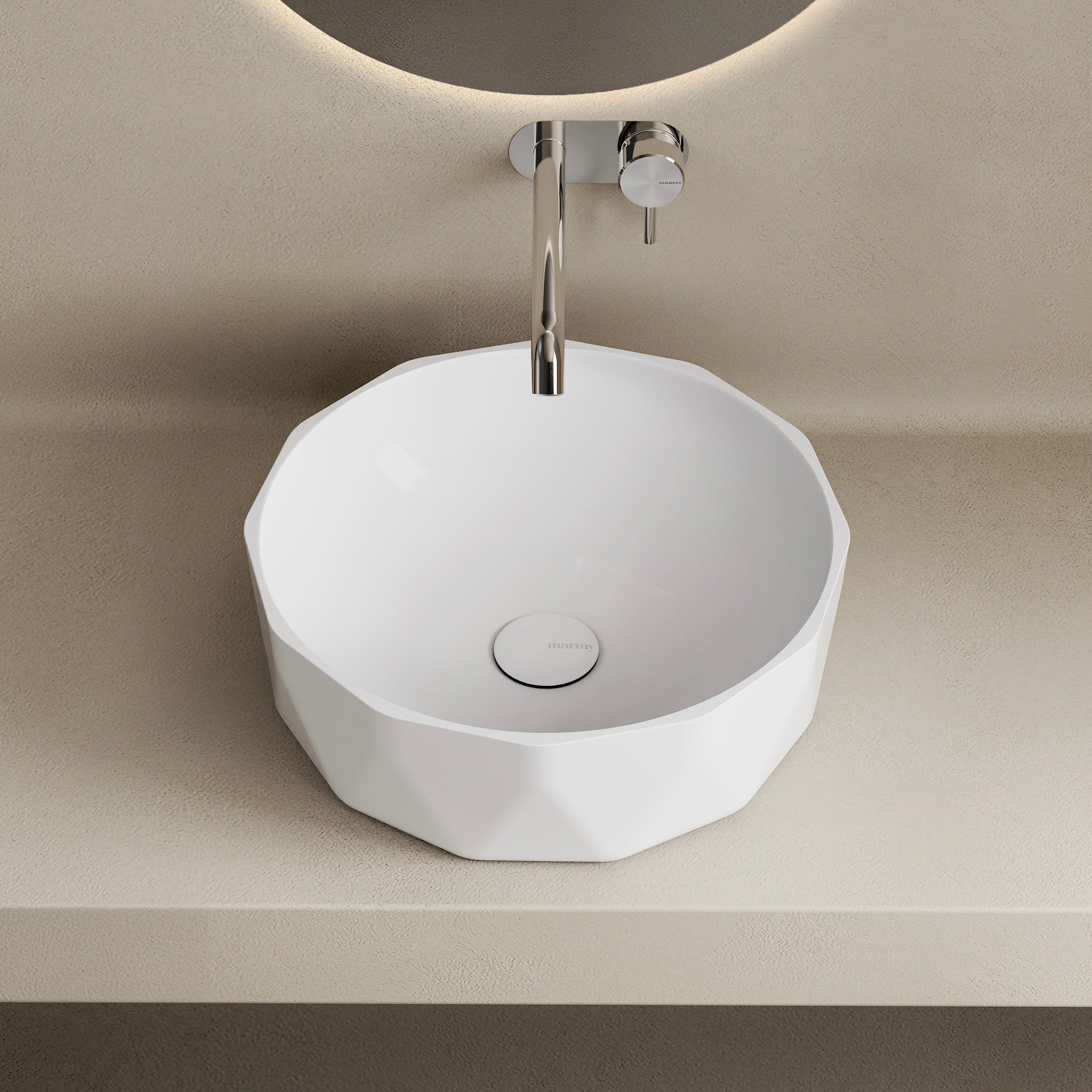 MARMY FIORE D40x14 mosdó, FÉNYES FEHÉR