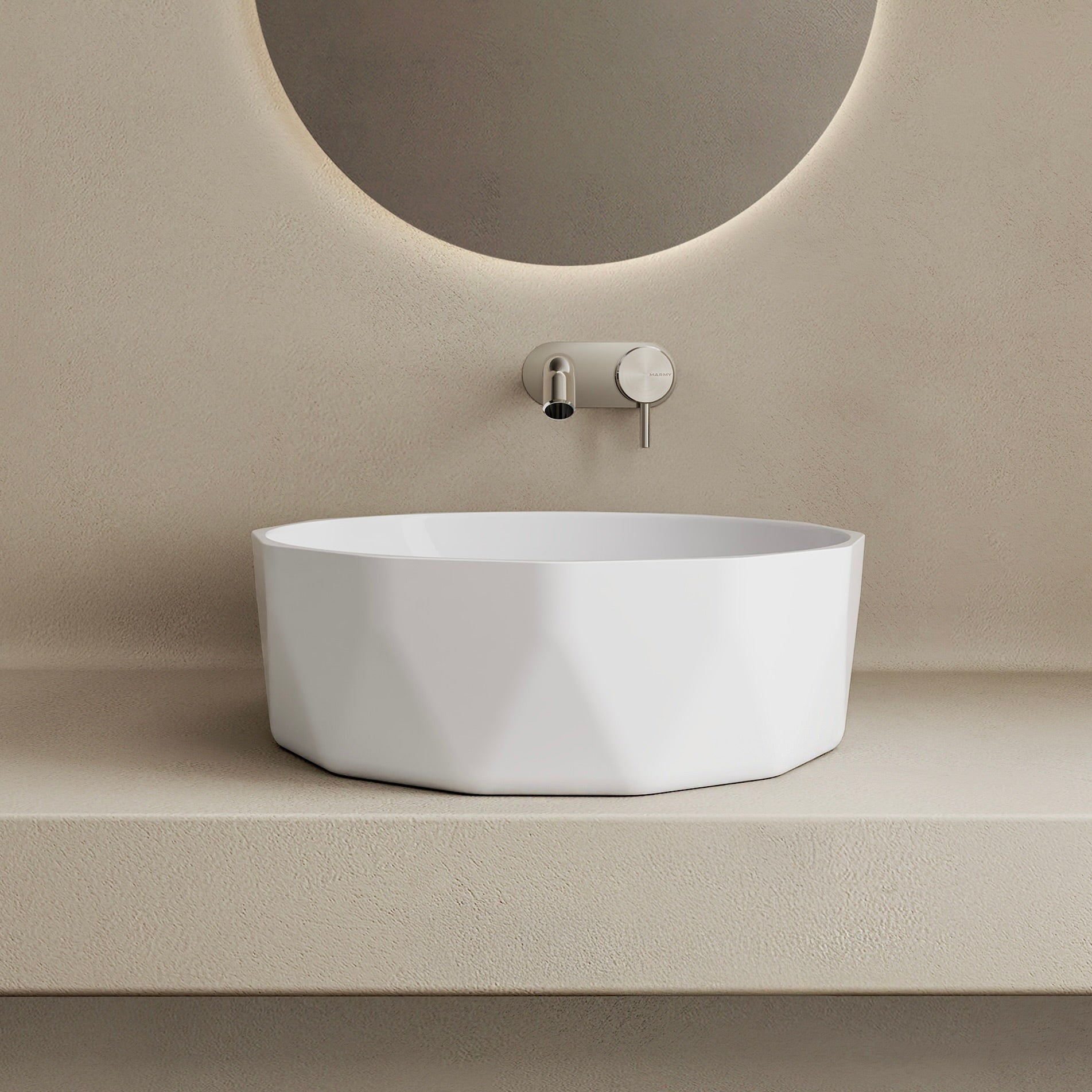 MARMY FIORE D40x14 mosdó, FÉNYES FEHÉR