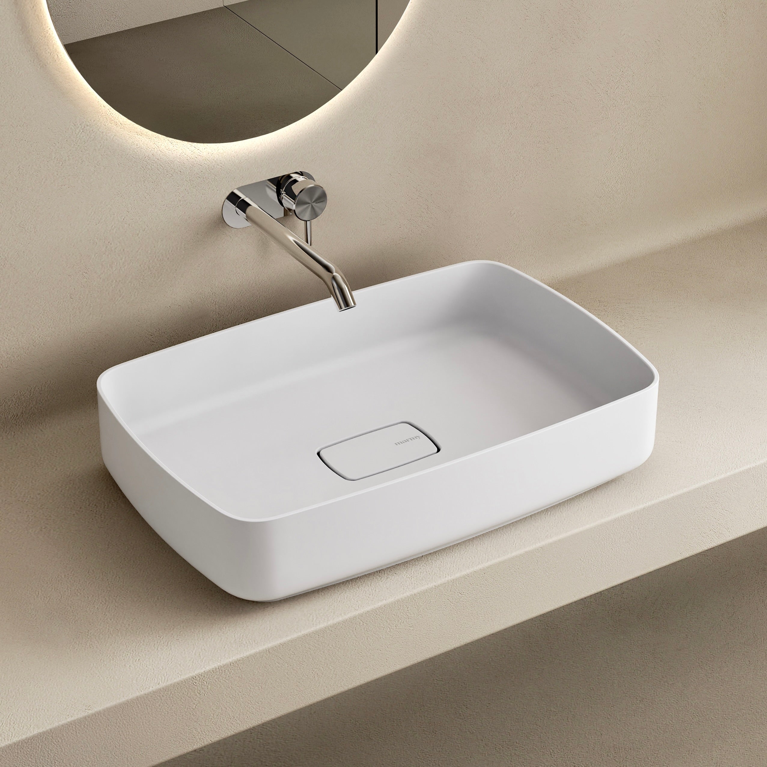 MARMY HONEY "L" 58x38 mosdó, MATT FEHÉR