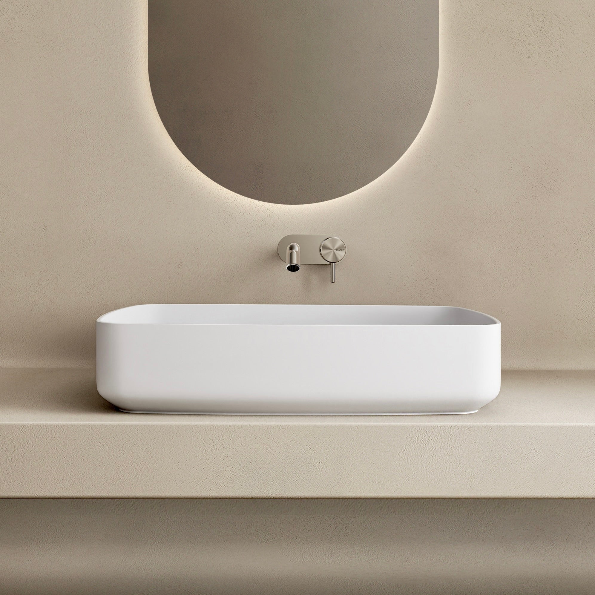 MARMY HONEY "L" 58x38 mosdó, MATT FEHÉR