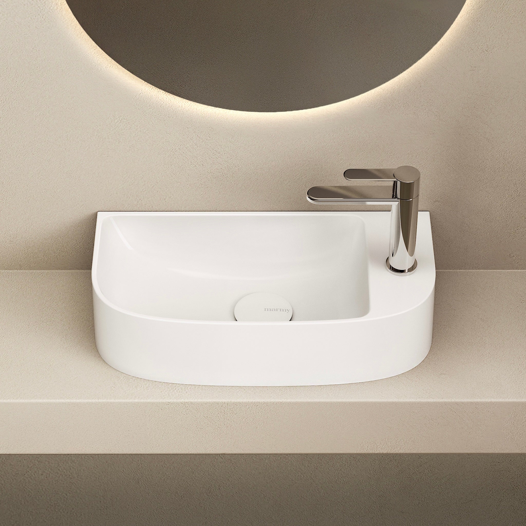 MARMY BOB 44x22 kézmosó, FÉNYES FEHÉR