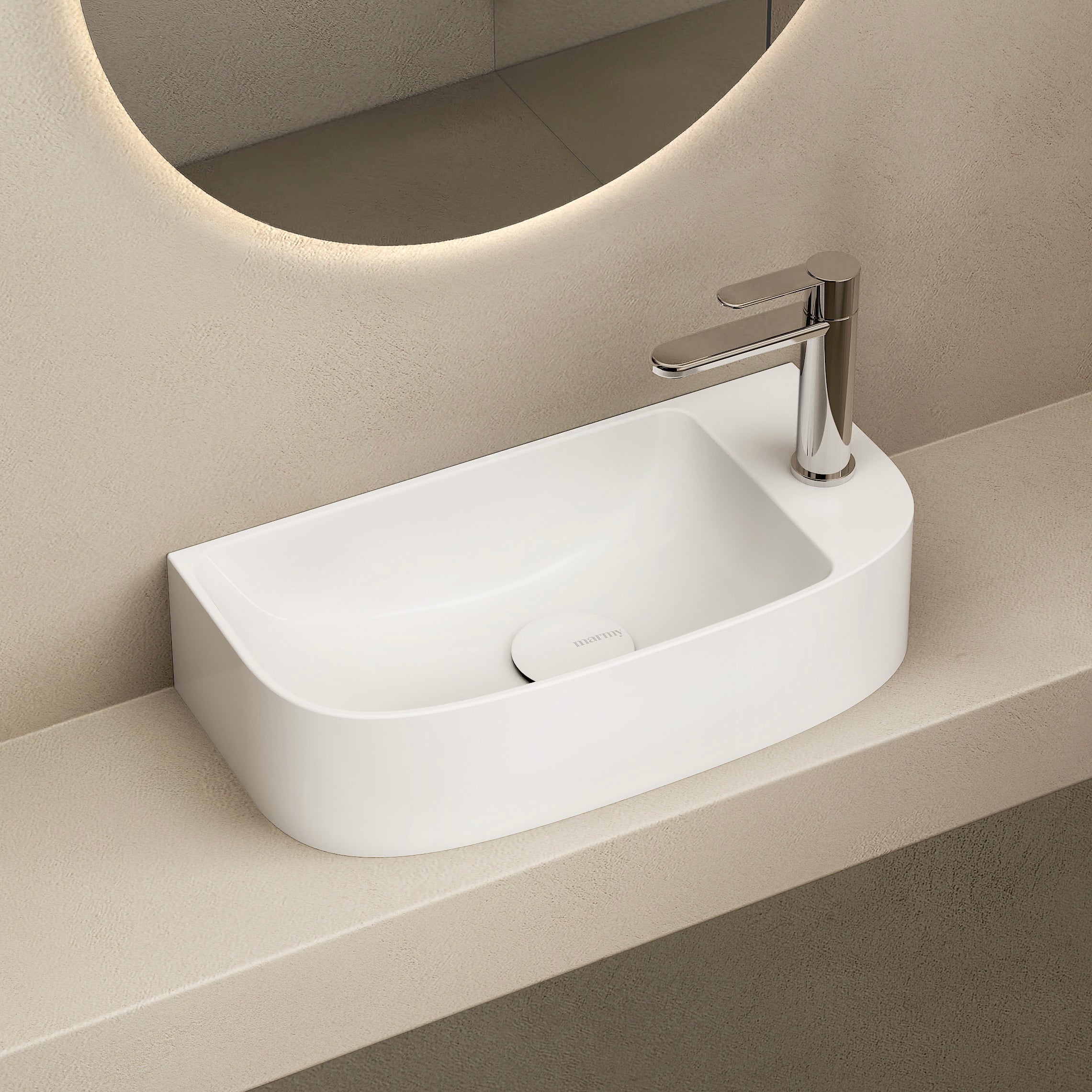 MARMY BOB 44x22 kézmosó, FÉNYES FEHÉR