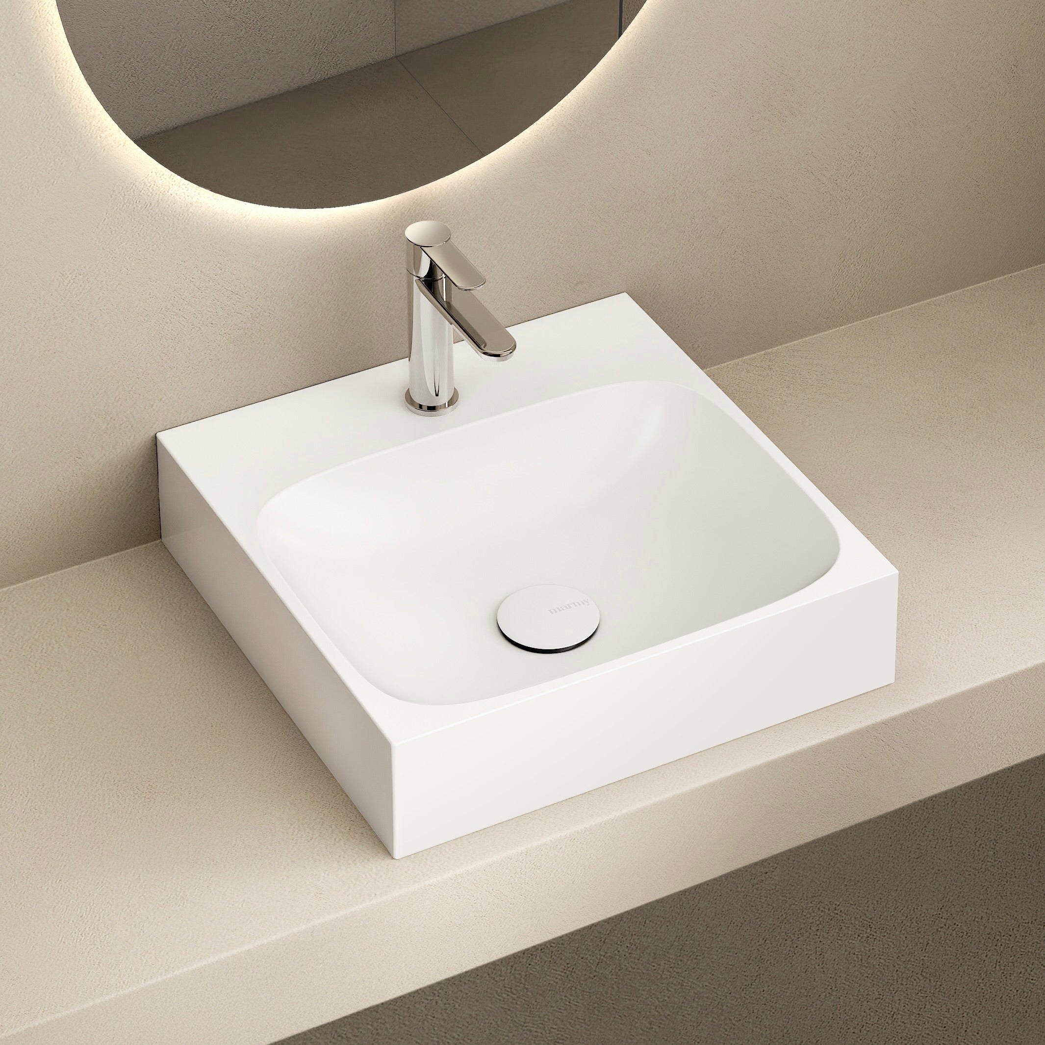 MARMY KELLY 40x40 mosdó, FÉNYES FEHÉR