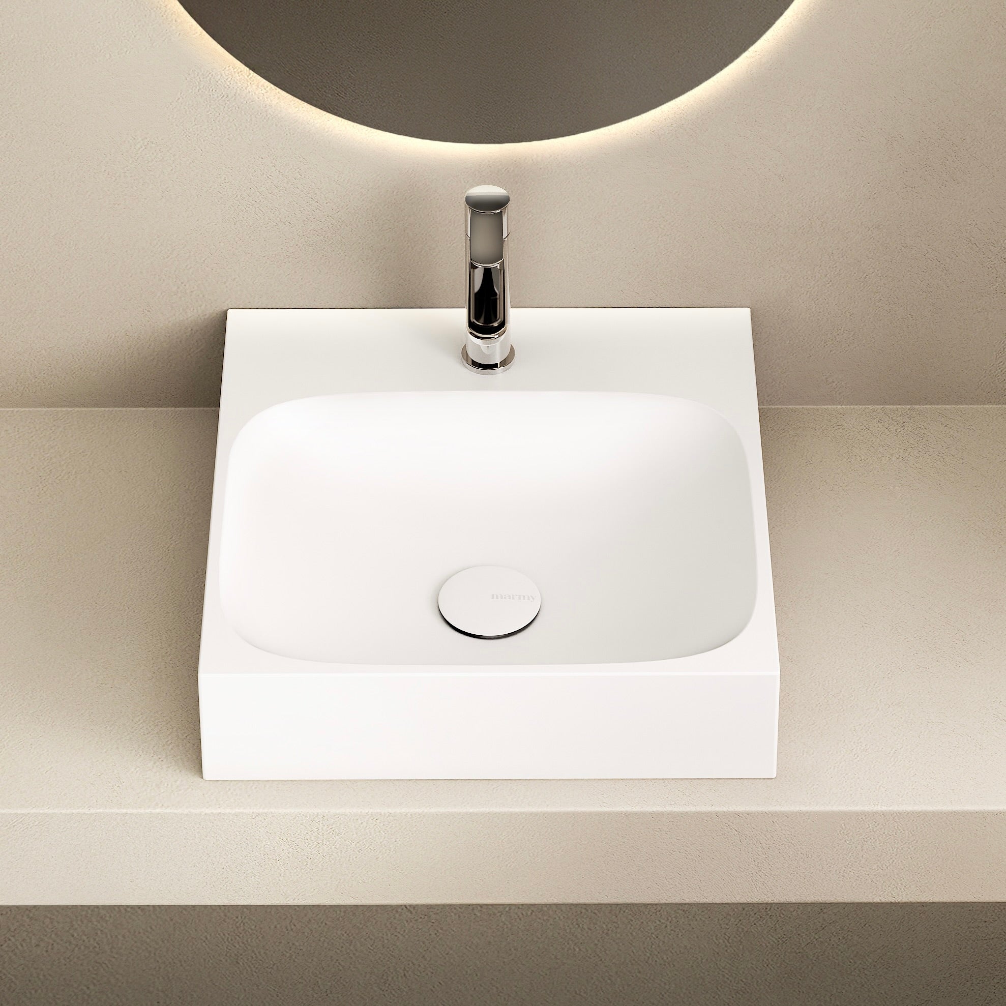 MARMY KELLY 40x40 mosdó, FÉNYES FEHÉR