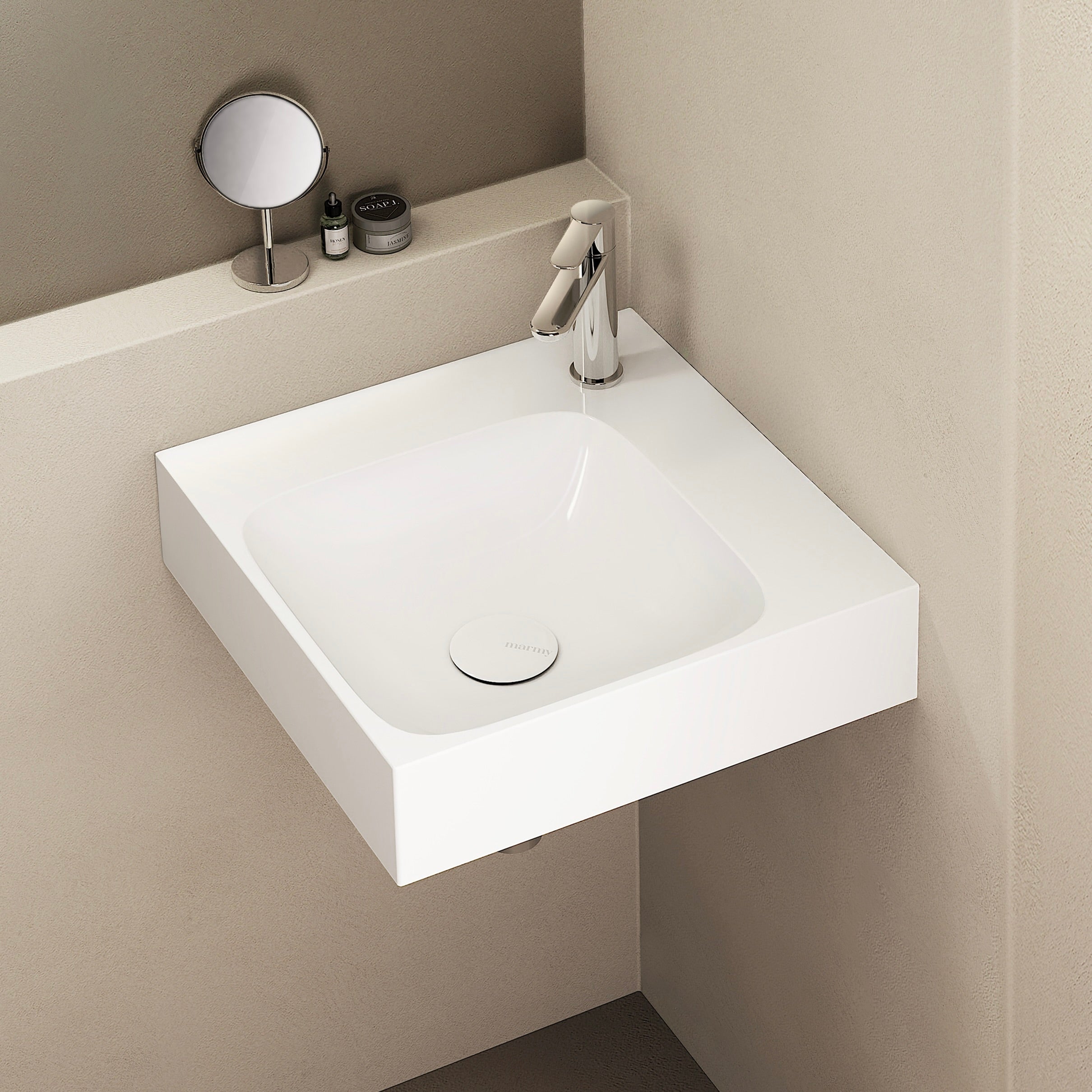 MARMY KELLY CORNER 40x40 mosdó, FÉNYES FEHÉR