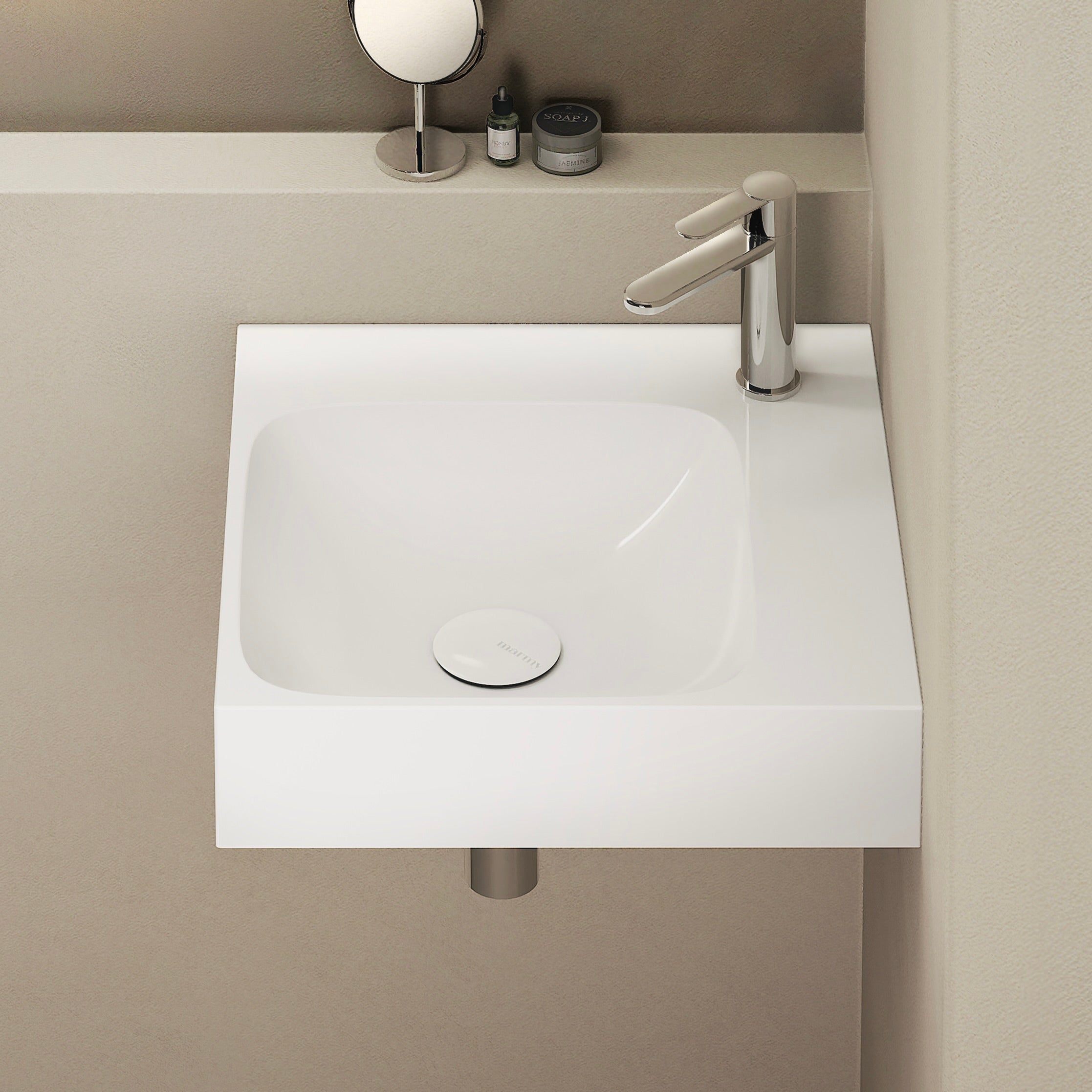 MARMY KELLY CORNER 40x40 mosdó, FÉNYES FEHÉR