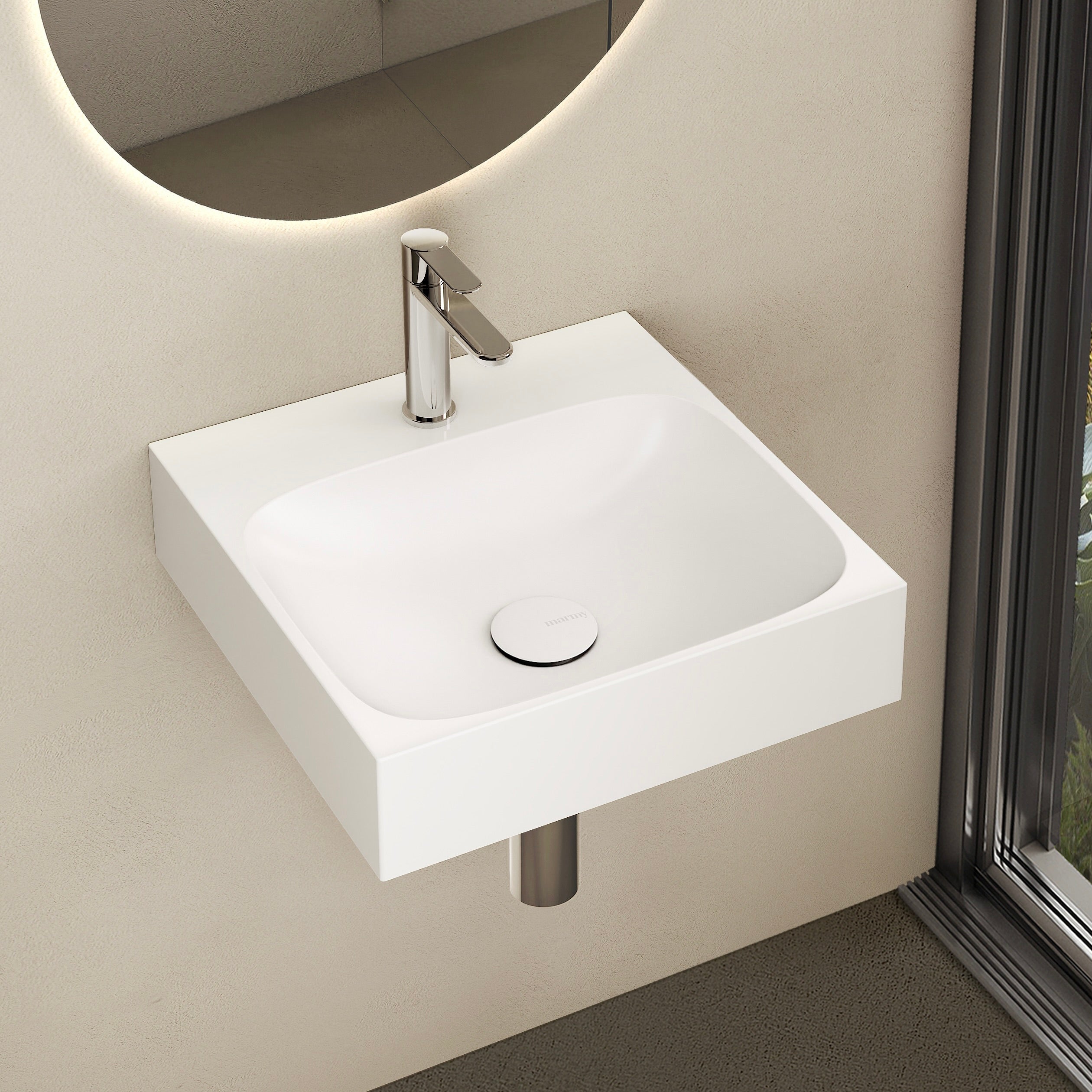 MARMY KELLY 40x40 mosdó, FÉNYES FEHÉR