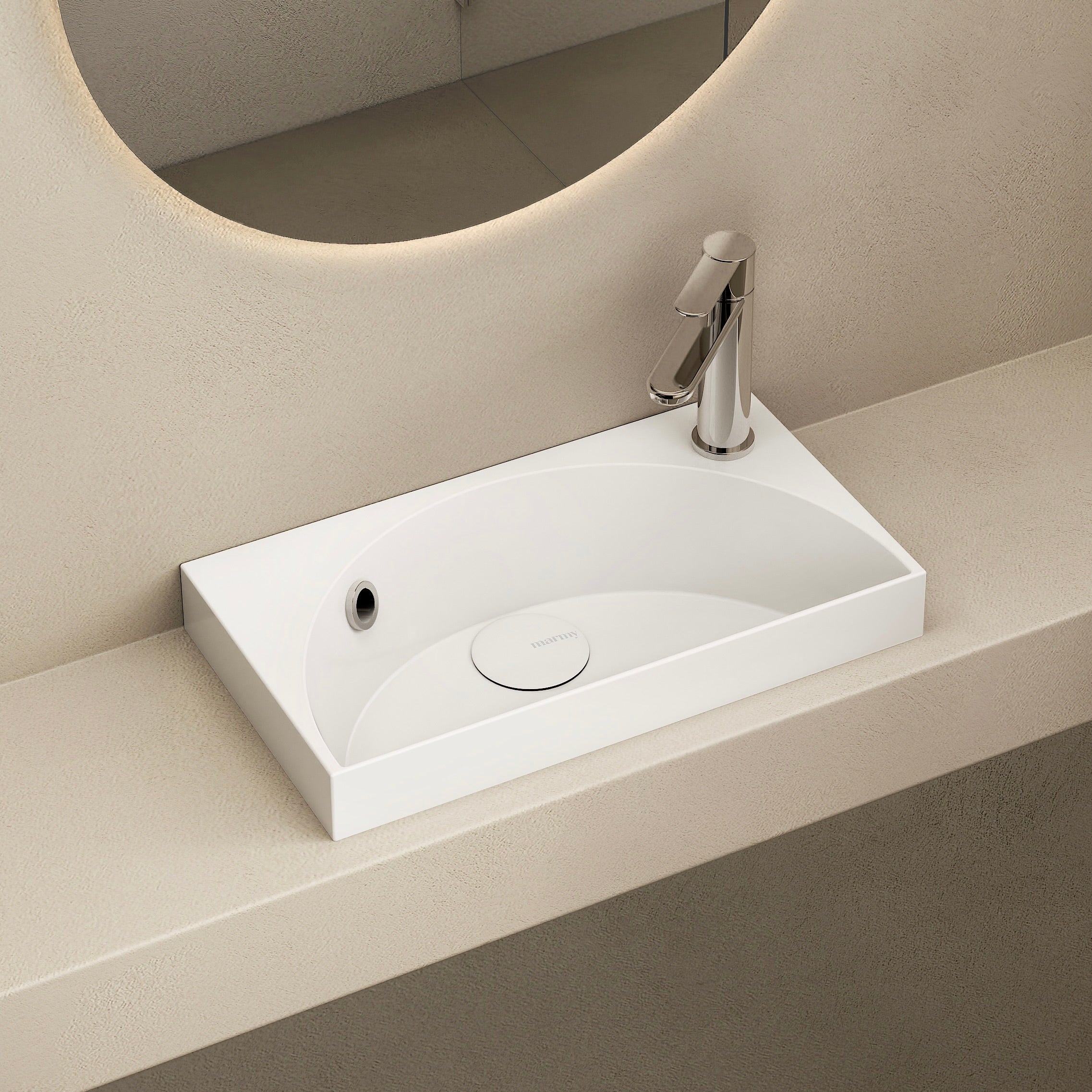 MARMY LUNA 40x22 kézmosó, FÉNYES FEHÉR