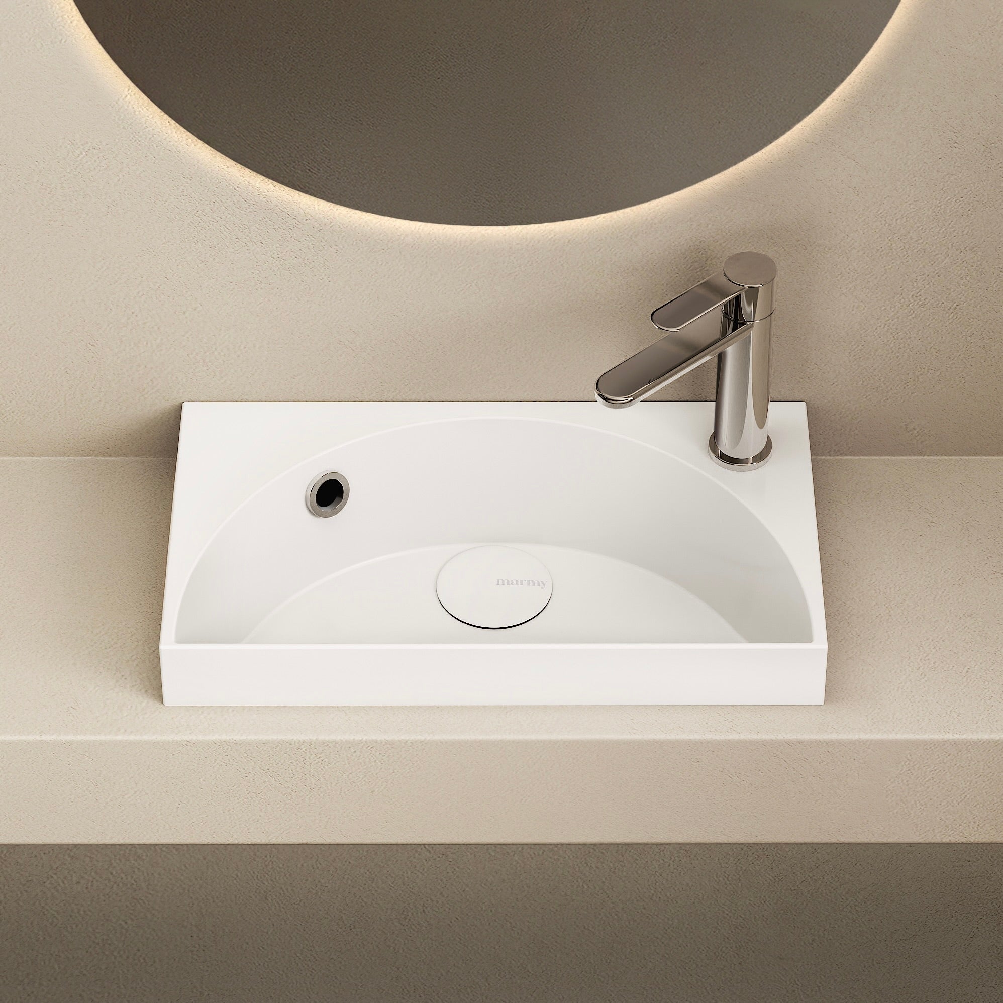 MARMY LUNA 40x22 kézmosó, FÉNYES FEHÉR