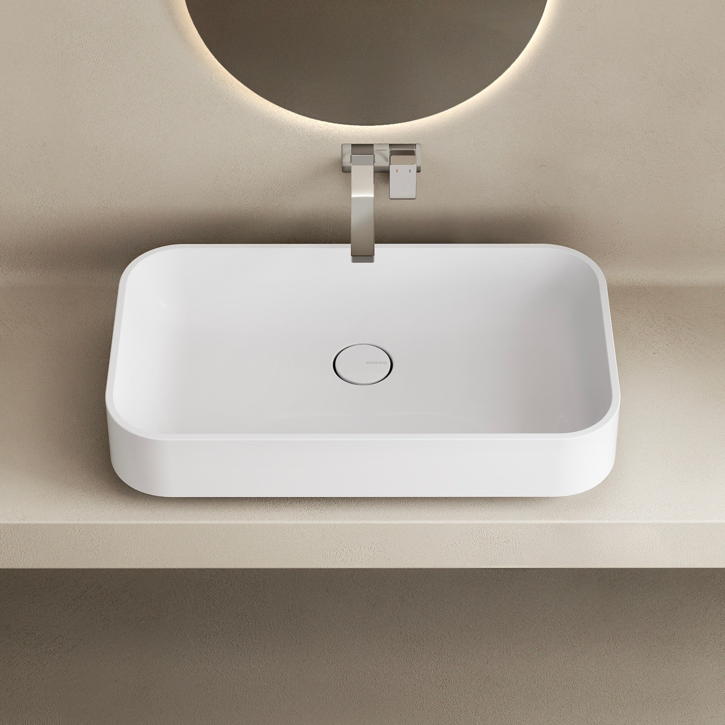 MARMY NELSSON 70x40 mosdó, FÉNYES FEHÉR