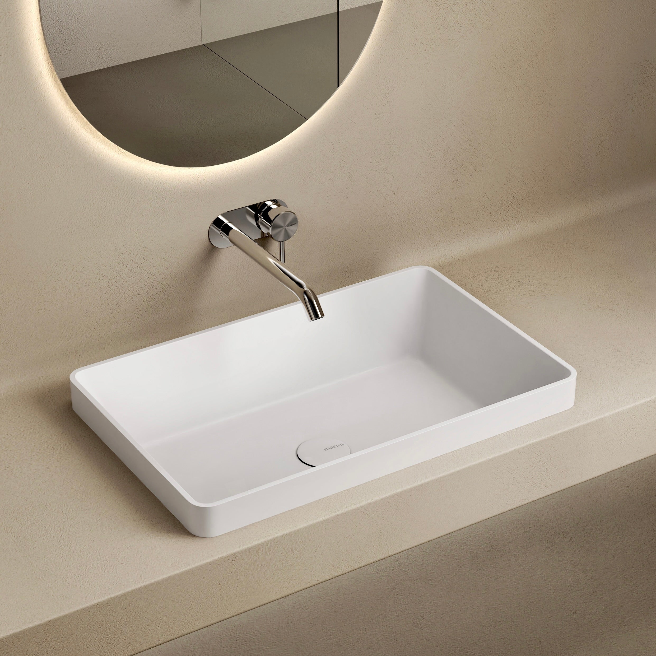 MARMY NERO-IN 58x37 mosdó, FÉNYES FEHÉR